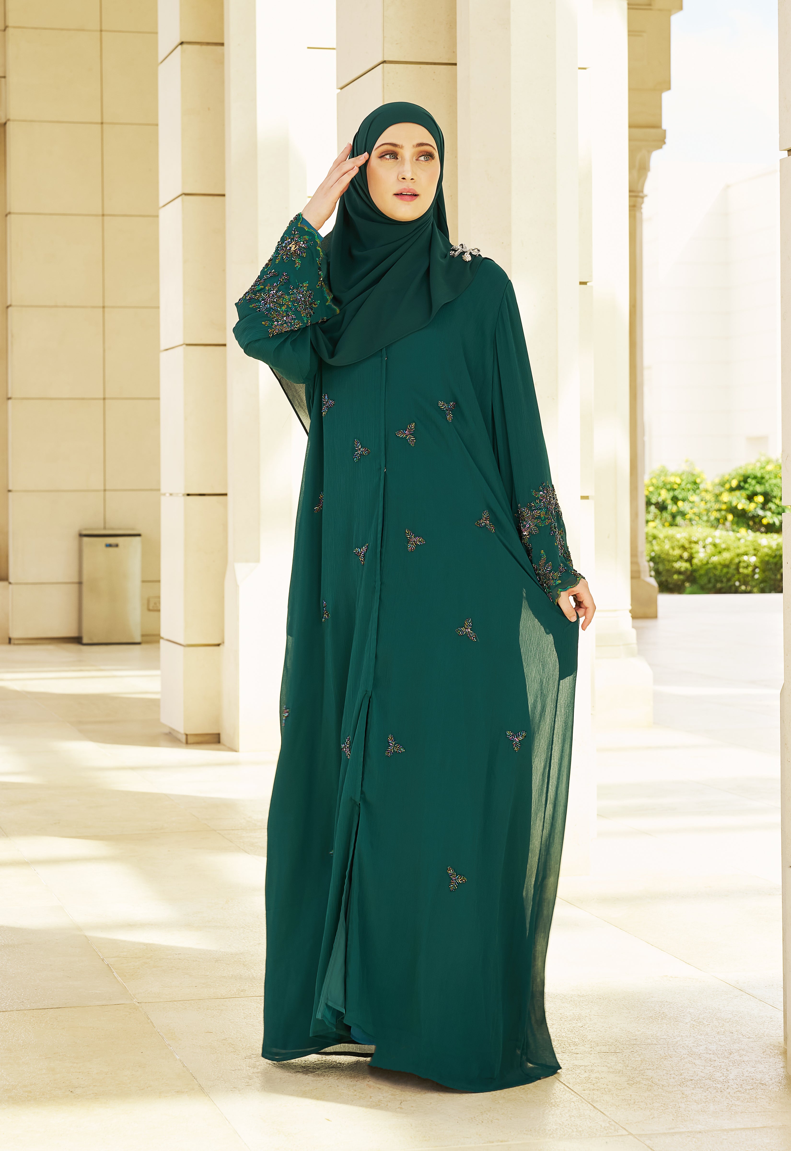 MANOHARA PREMIUM ABAYA - EMERALD GREEN