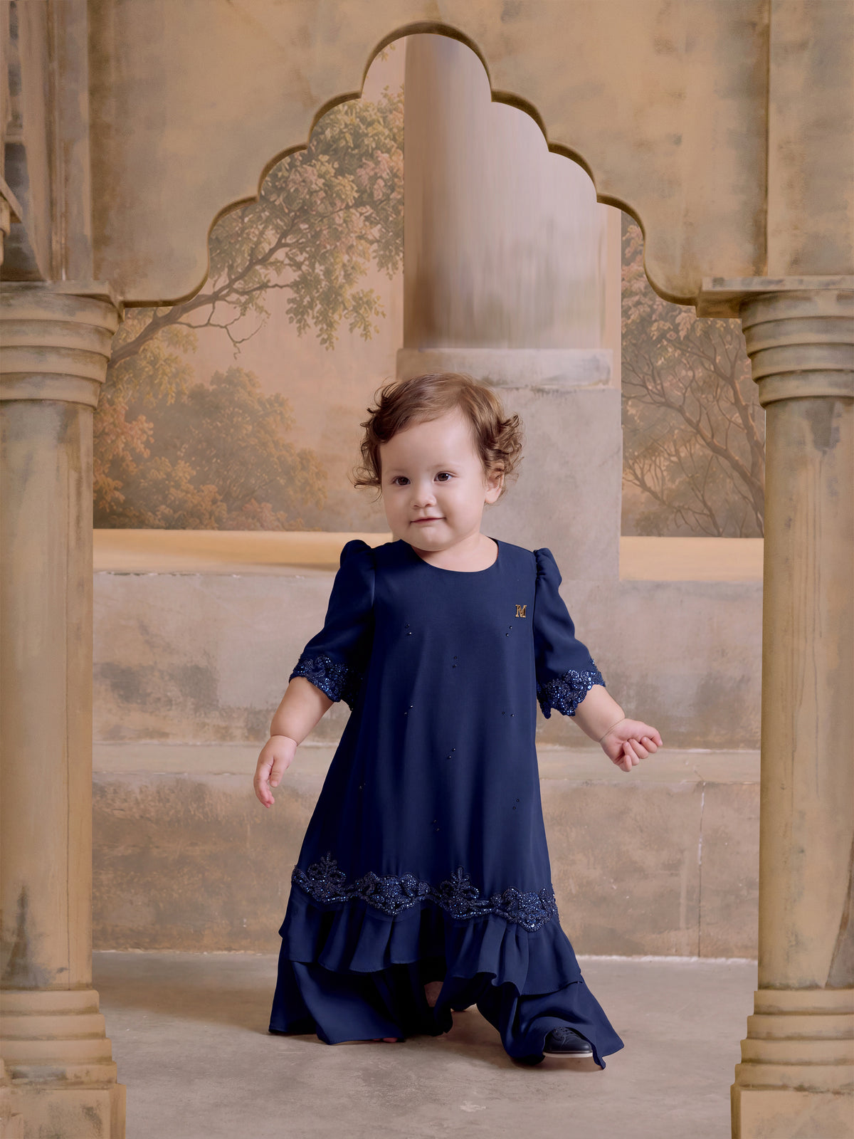 SUPER LUXE SERIES |AISYAH BABY DRESS  - NAVY BLUE