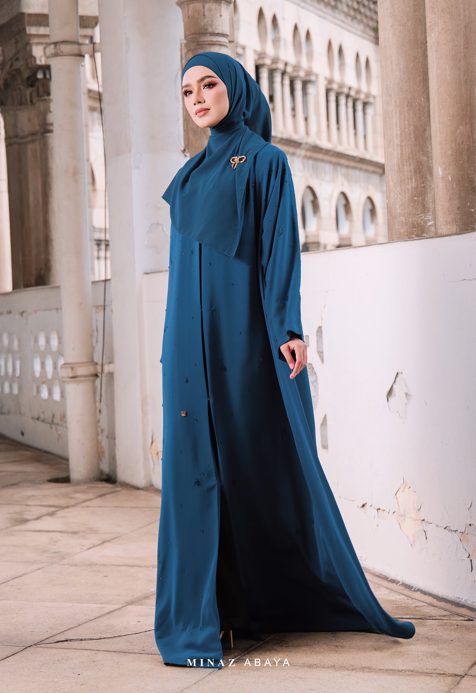 AMNA ABAYA - TEAL BLUE