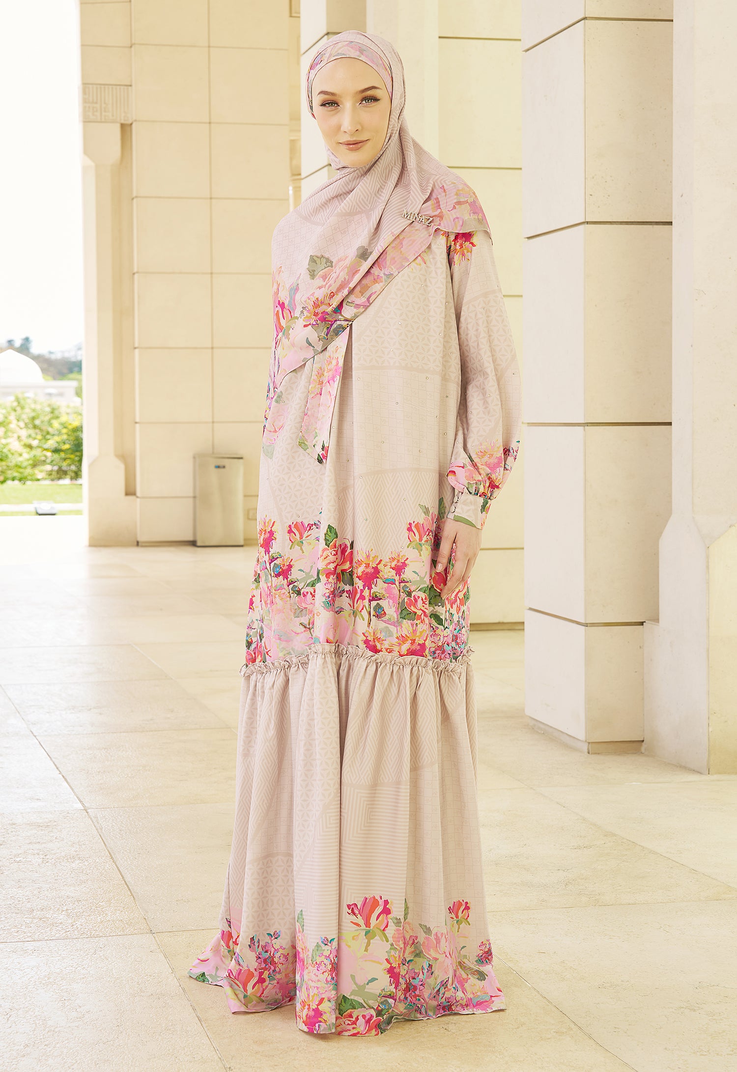 JIWA PRINTED DRESS AMORA - CHAMPAGNE