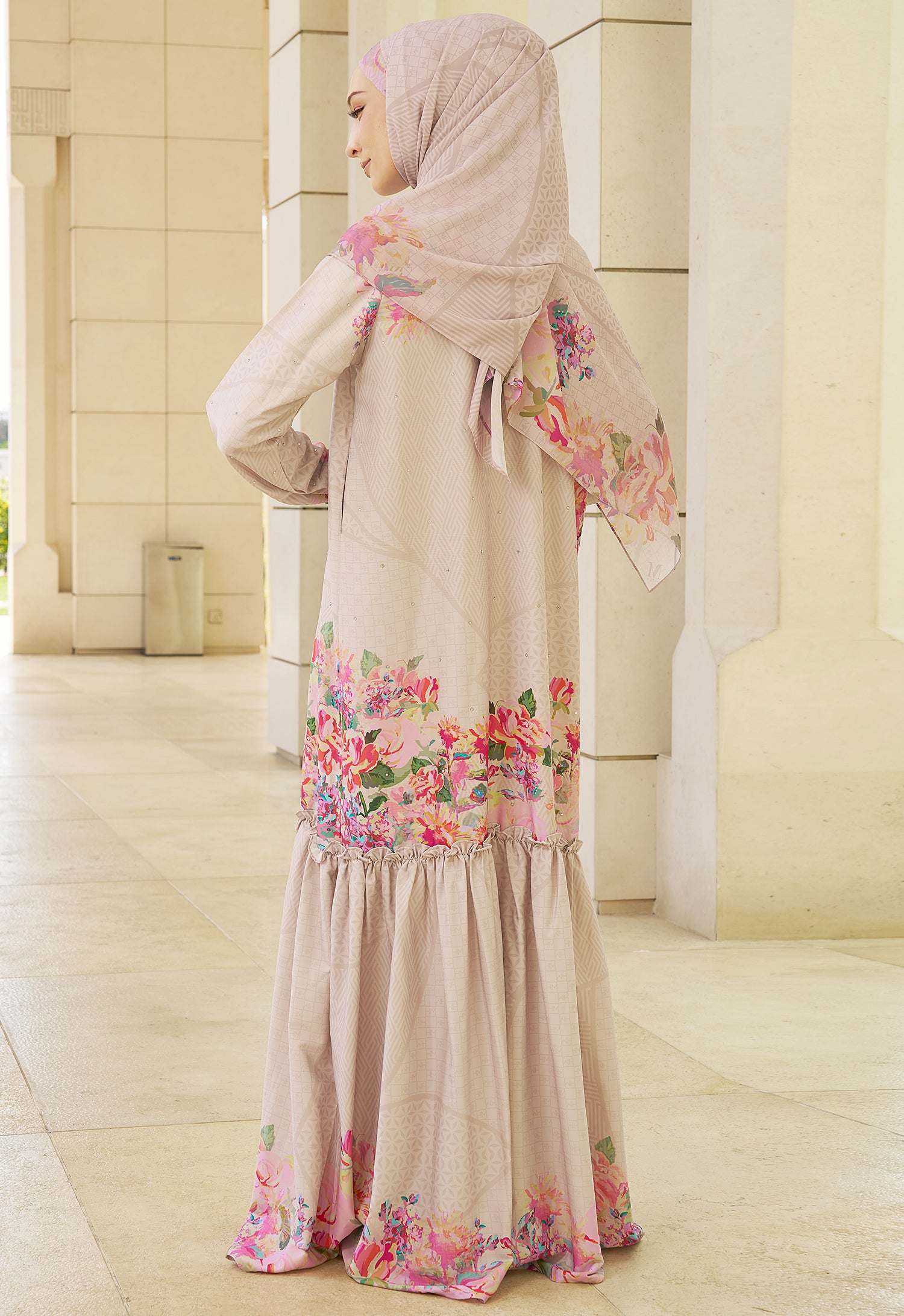 JIWA PRINTED DRESS AMORA - CHAMPAGNE