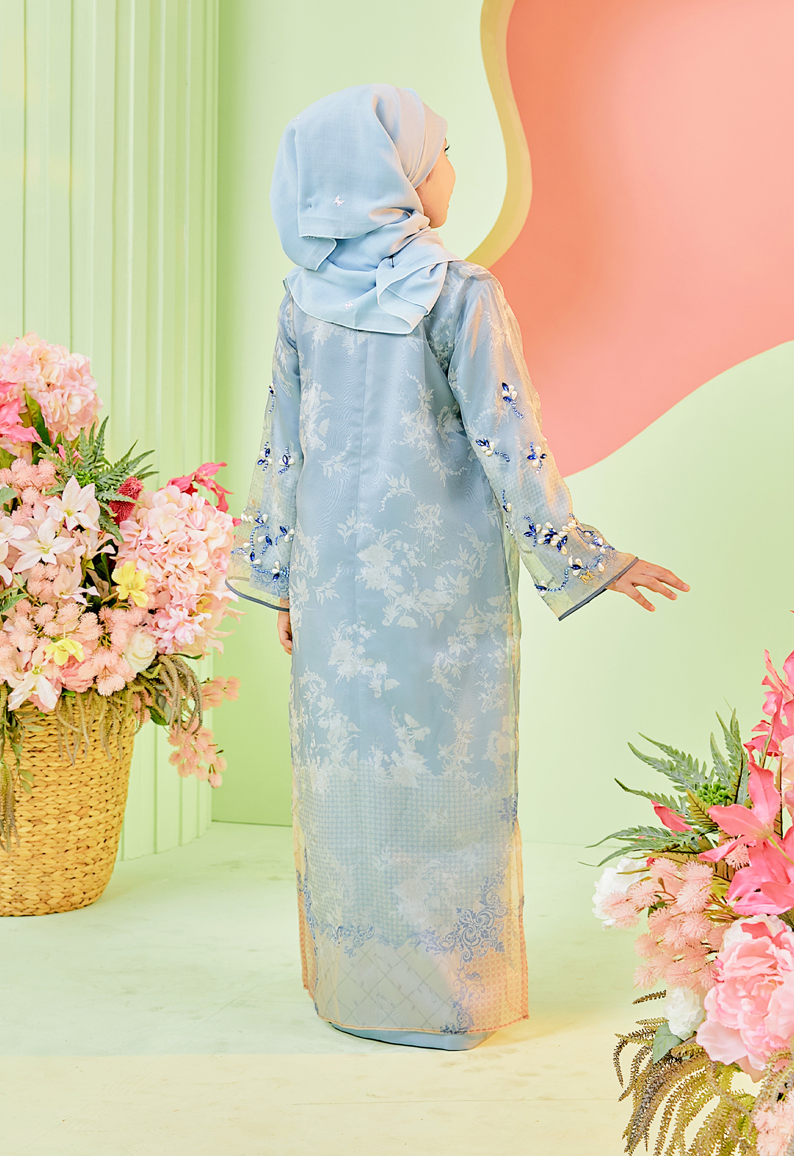 KIDS AUR ABAYA - BLUE GRAY