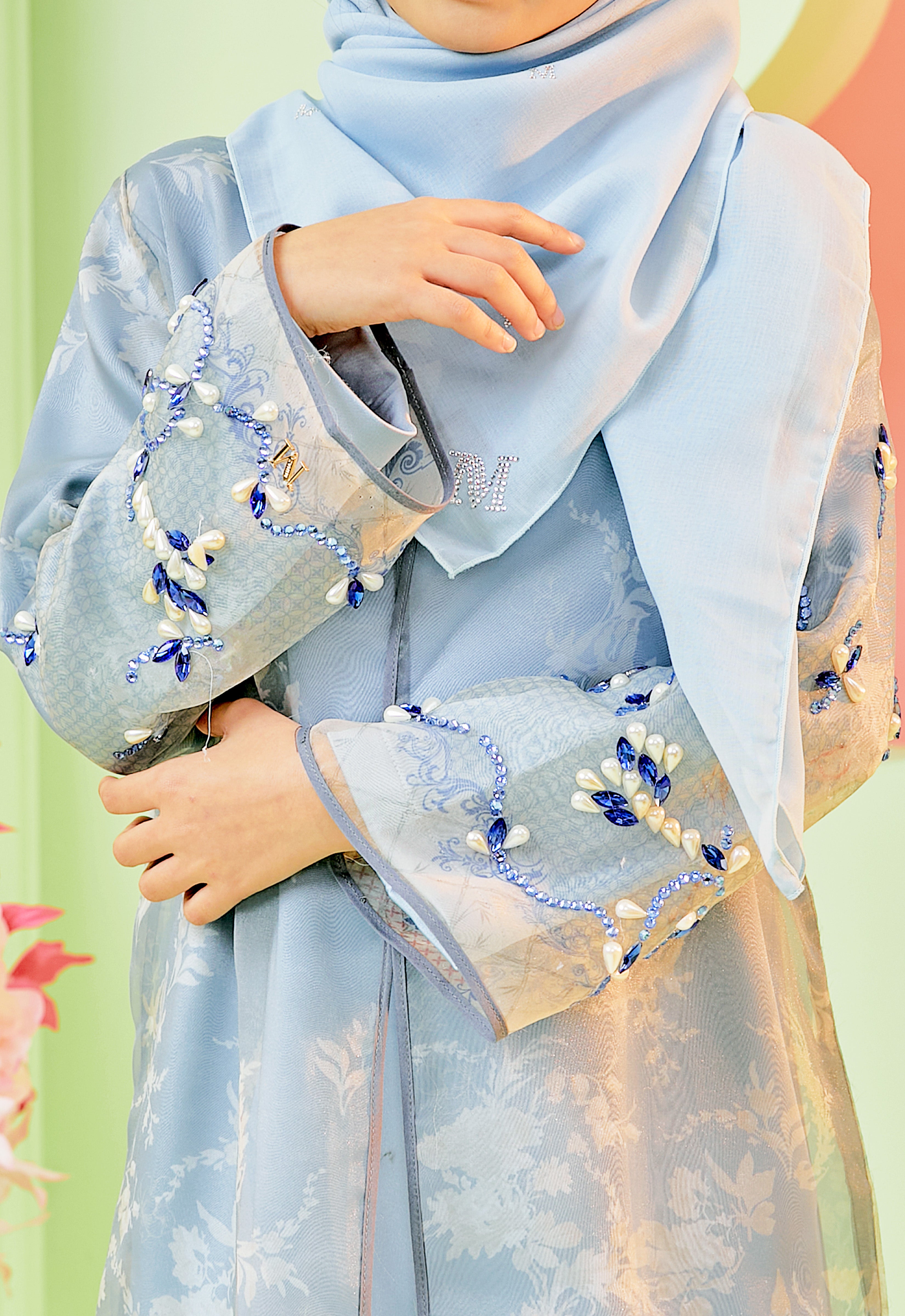 KIDS AUR ABAYA - BLUE GRAY