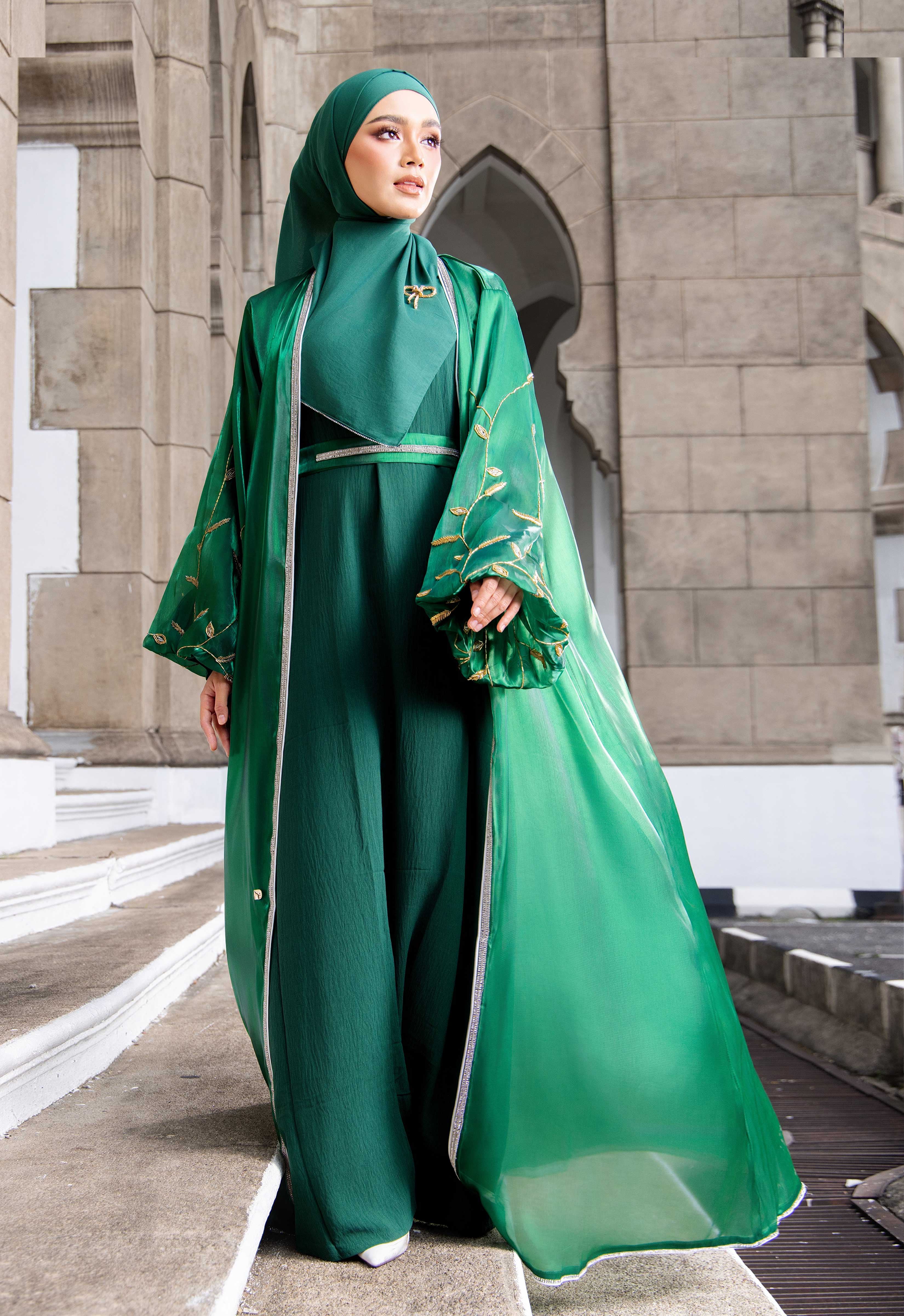 AALIYAH LUXE ABAYA - EMERALD GREEN