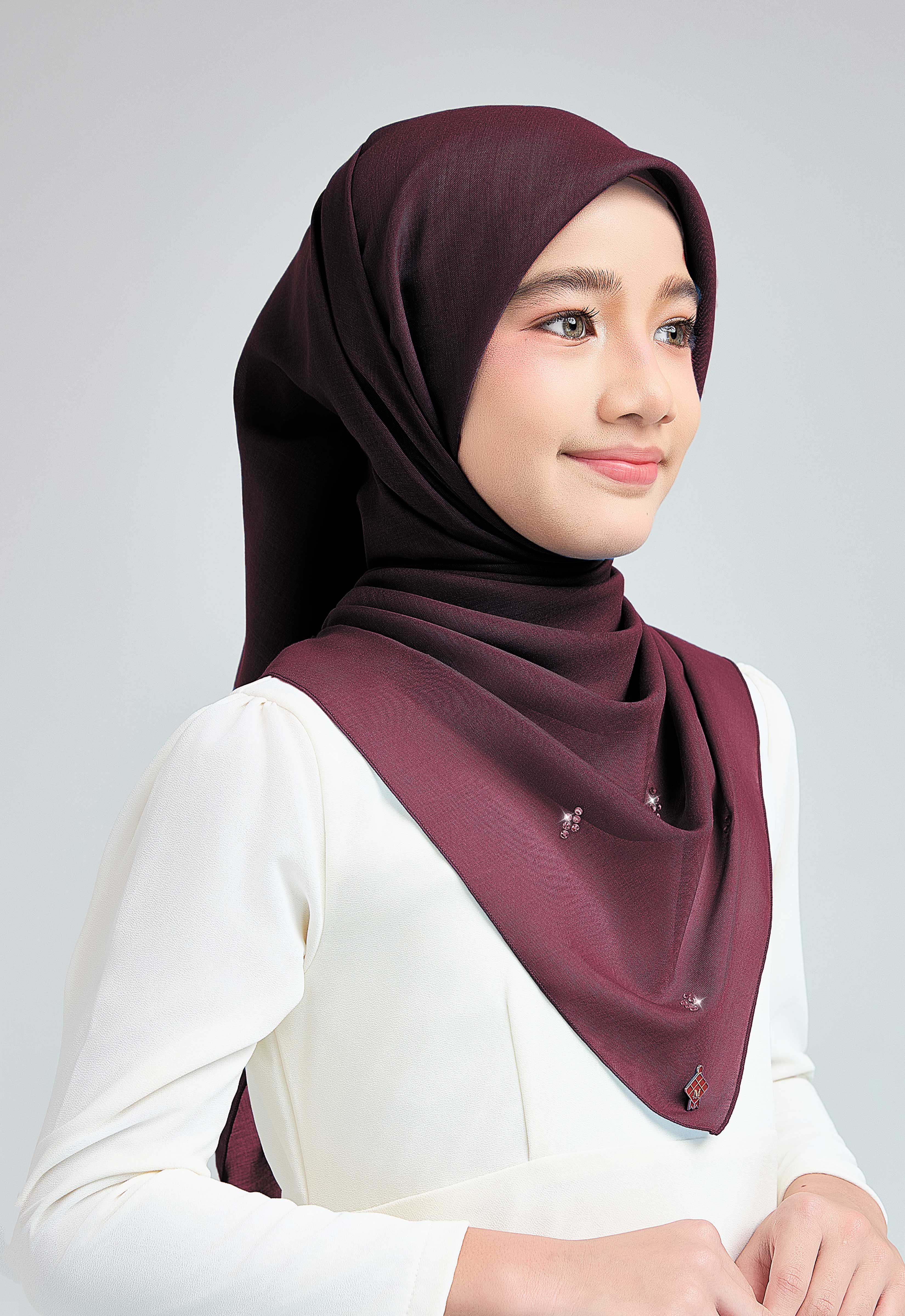 KIDS SETULUS RAYA PLAIN STONE - MAROON