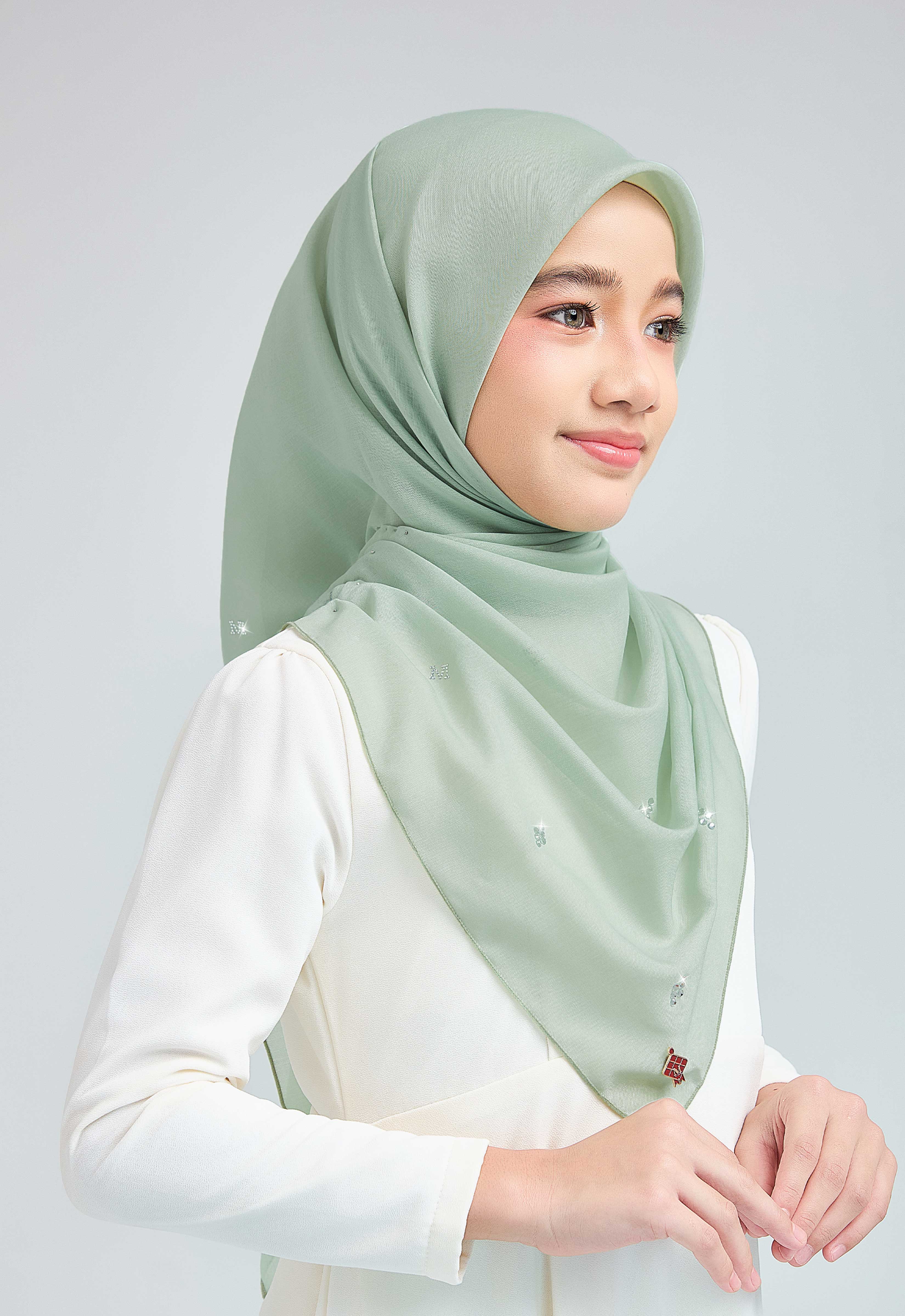 KIDS SETULUS RAYA PLAIN STONE - SAGE GREEN