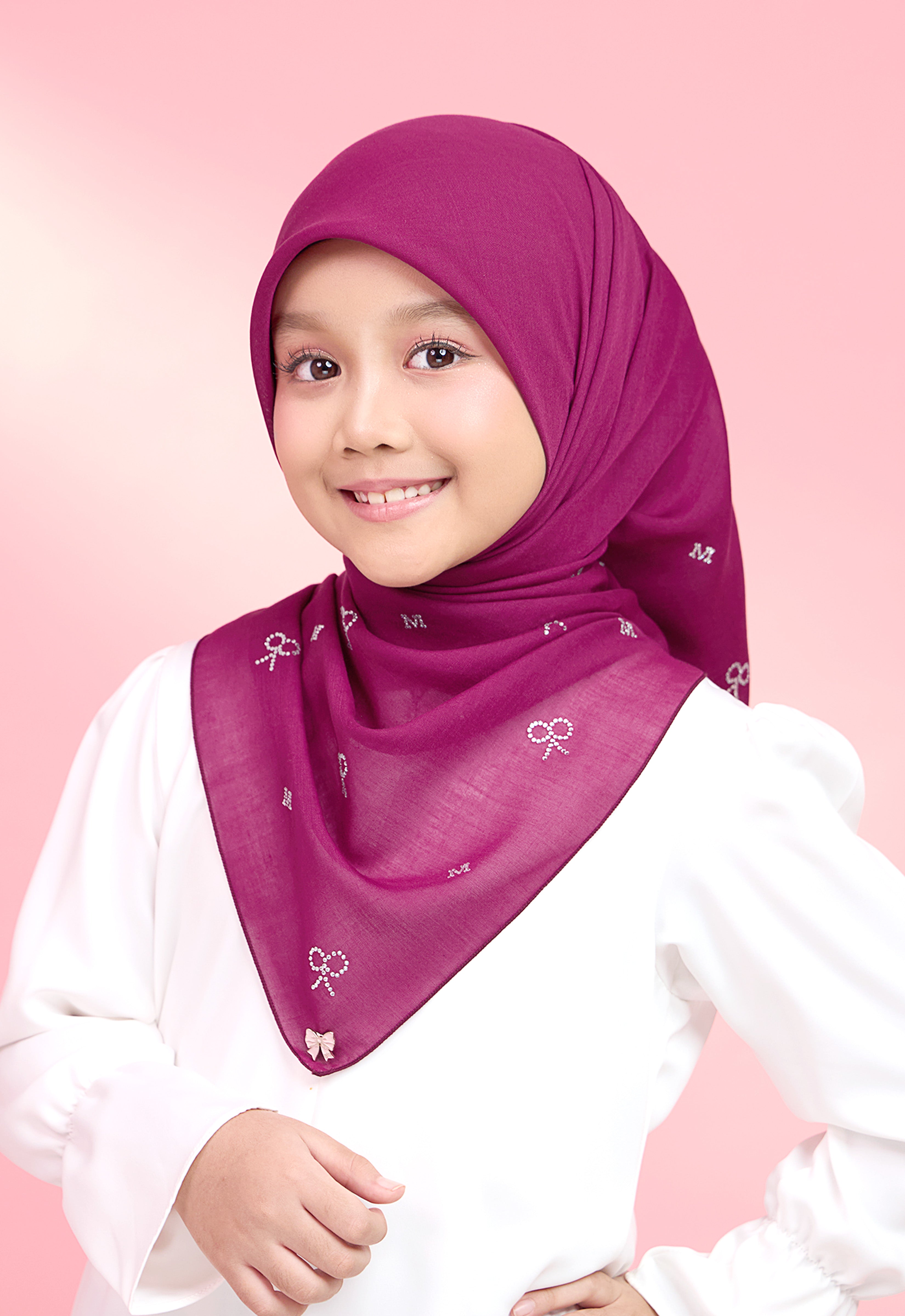 KIDS RIBBONY PLAIN STONE - BURGUNDY