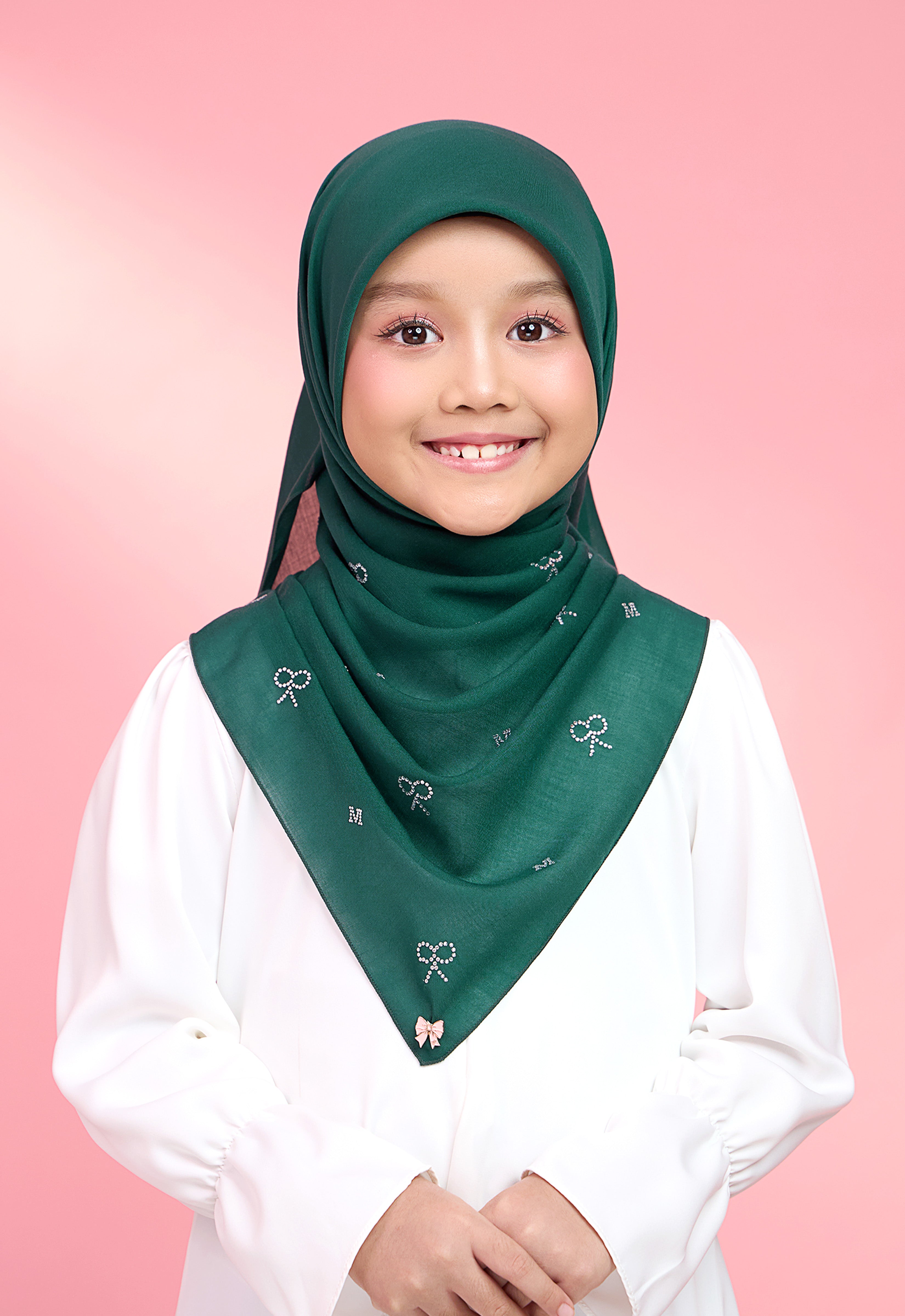 KIDS RIBBONY PLAIN STONE - EMERALD GREEN