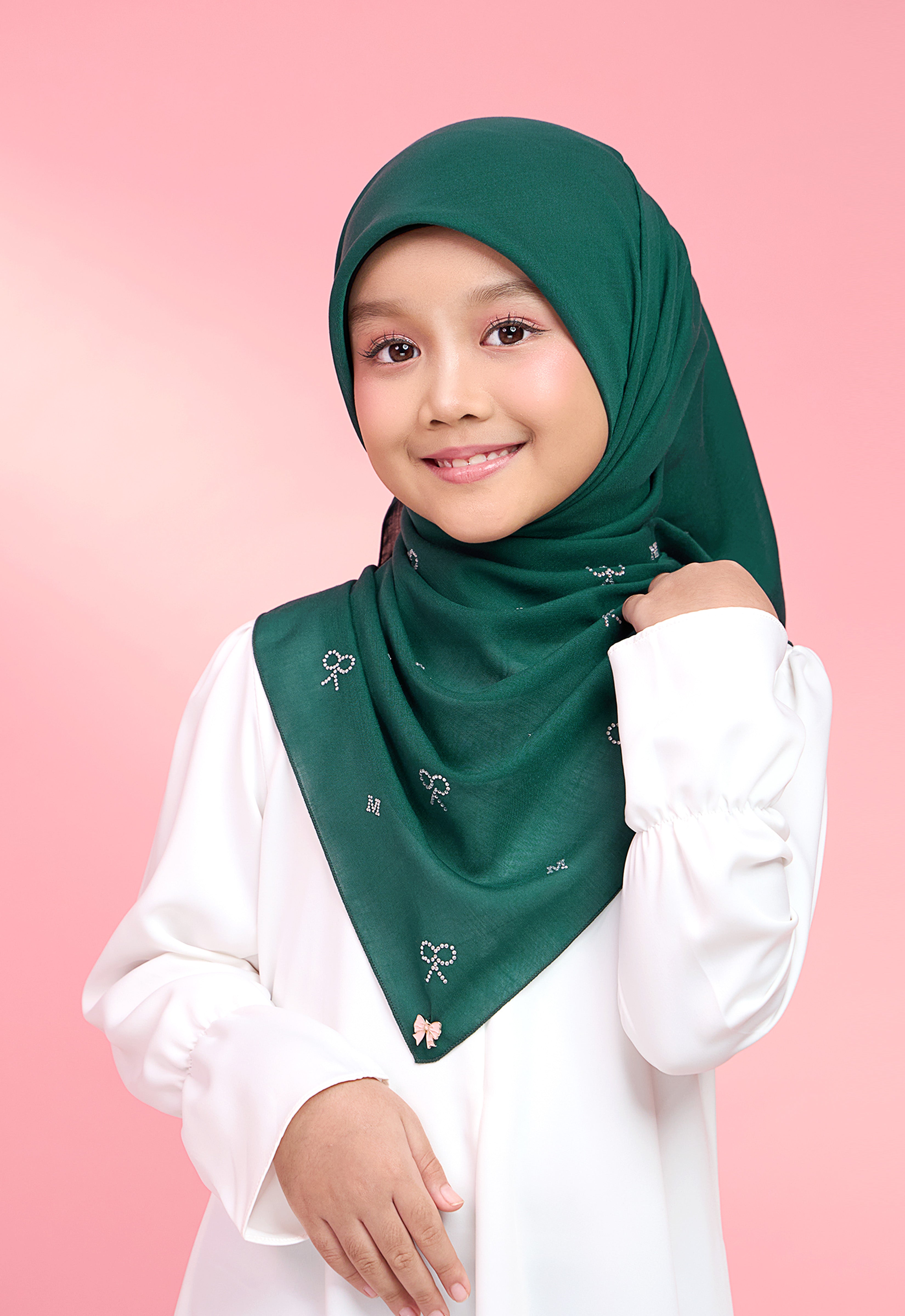 KIDS RIBBONY PLAIN STONE - EMERALD GREEN
