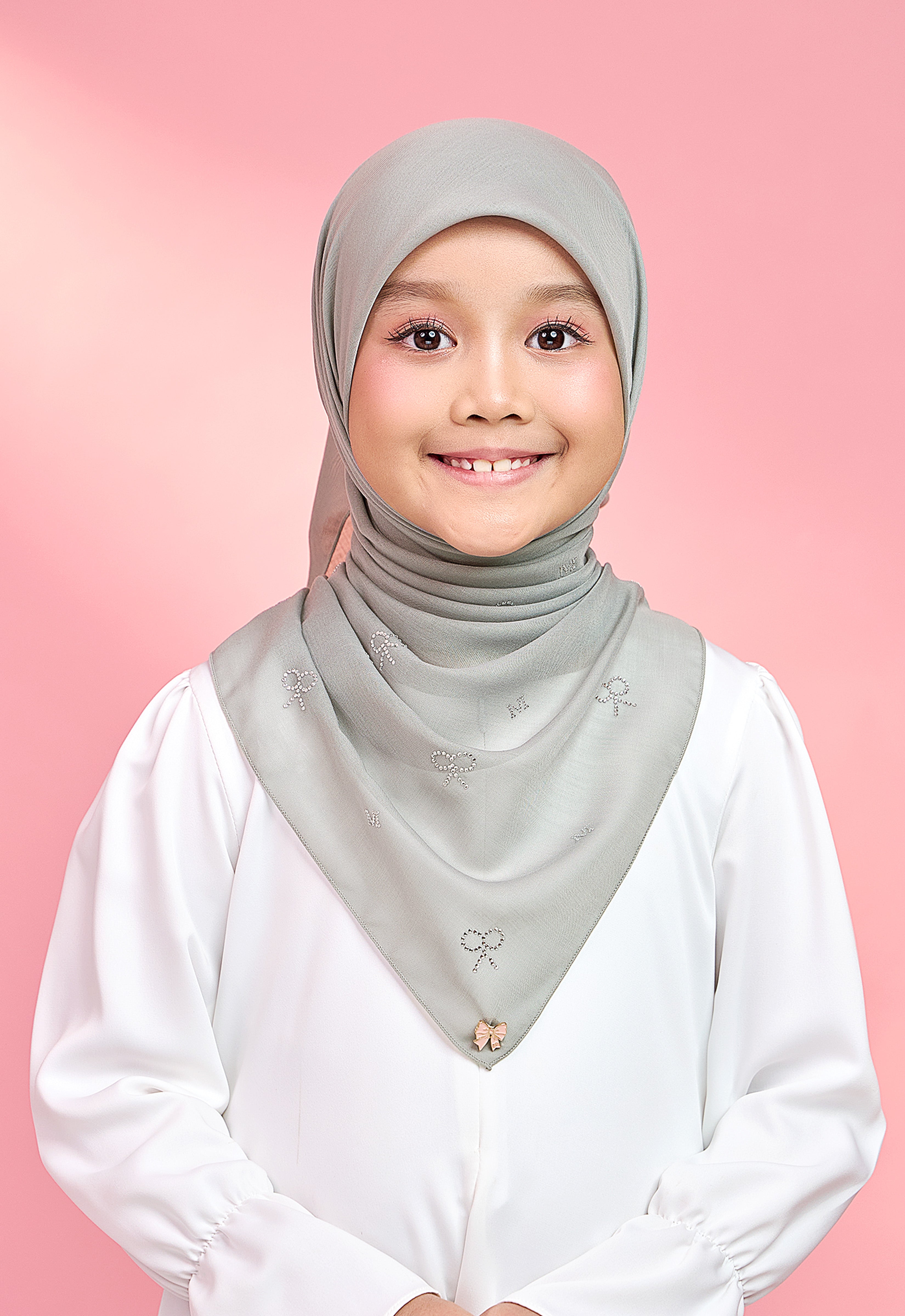 KIDS RIBBONY PLAIN STONE - POWDER GRAY