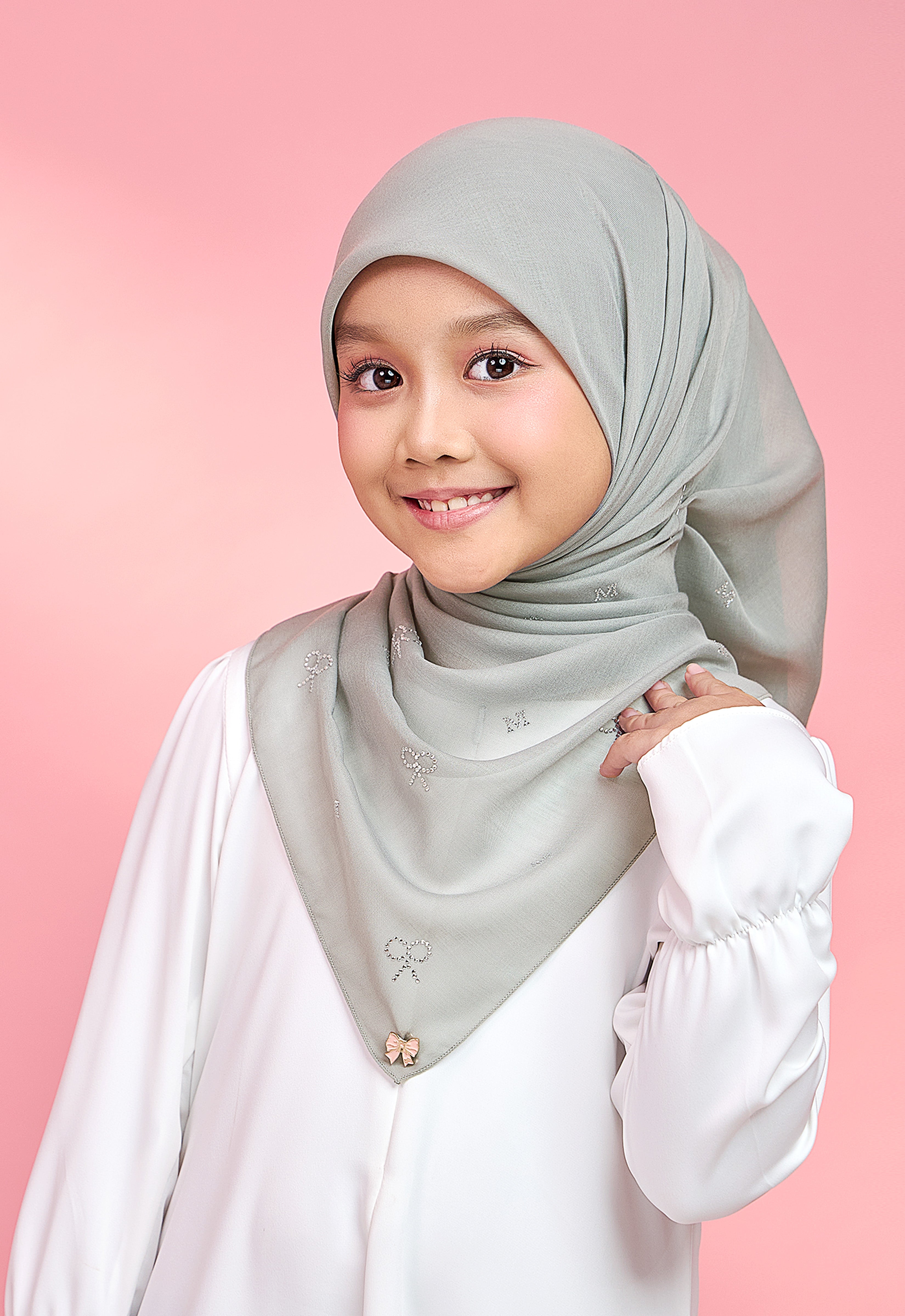 KIDS RIBBONY PLAIN STONE - POWDER GRAY
