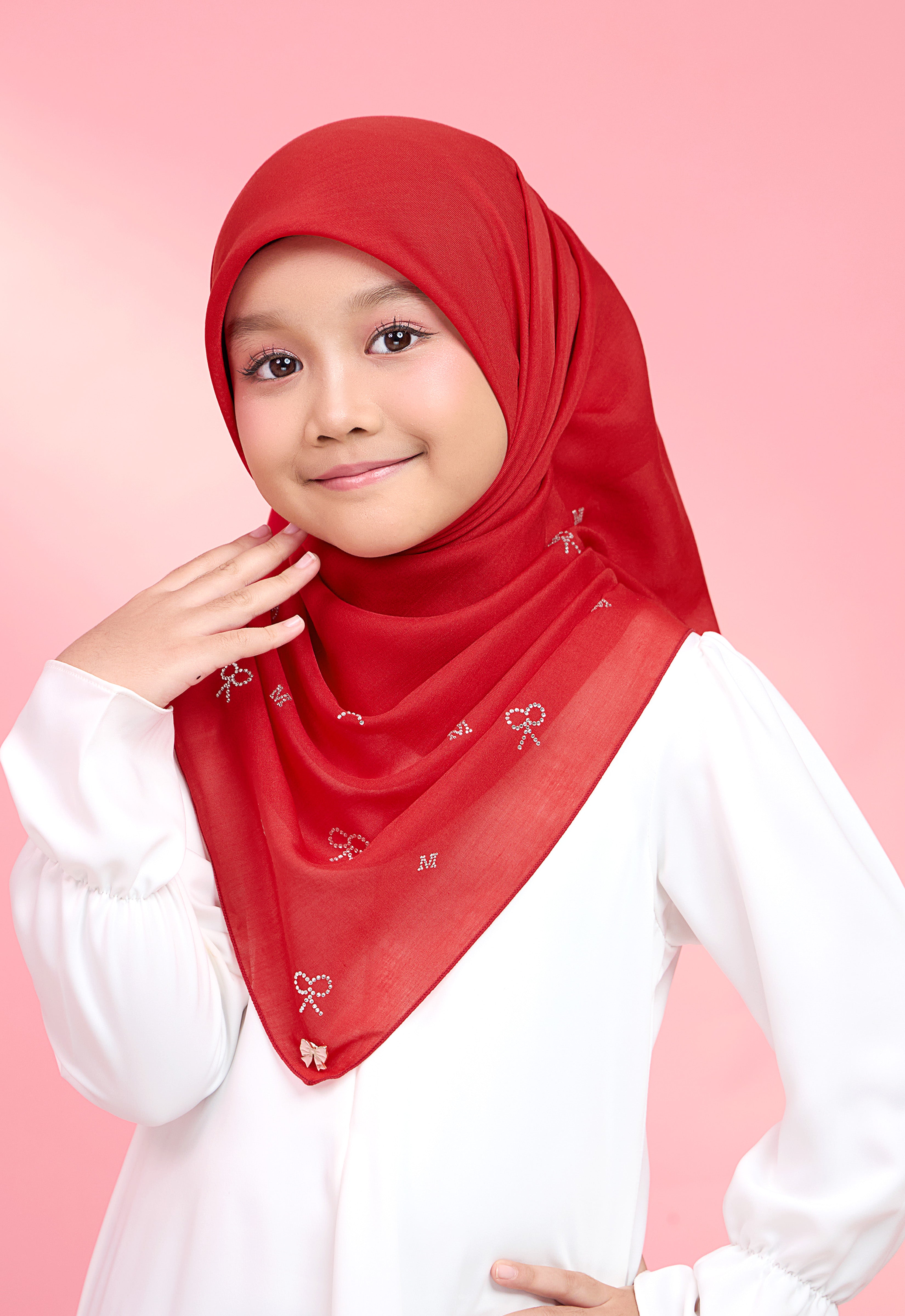 KIDS RIBBONY PLAIN STONE - RED CHILI