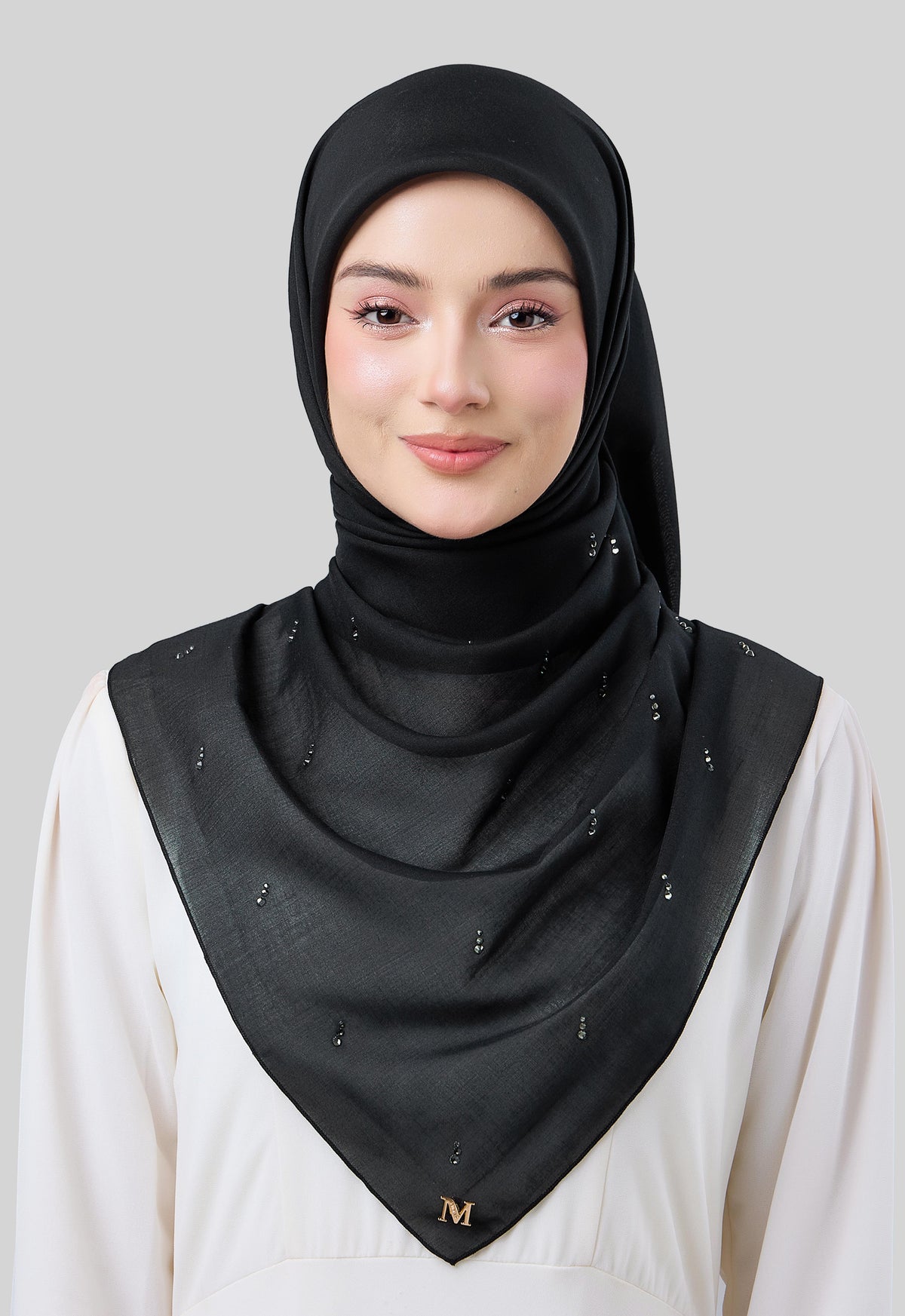 MINAZ HIJAB | EYEDROP PLAIN STONE - BLACK