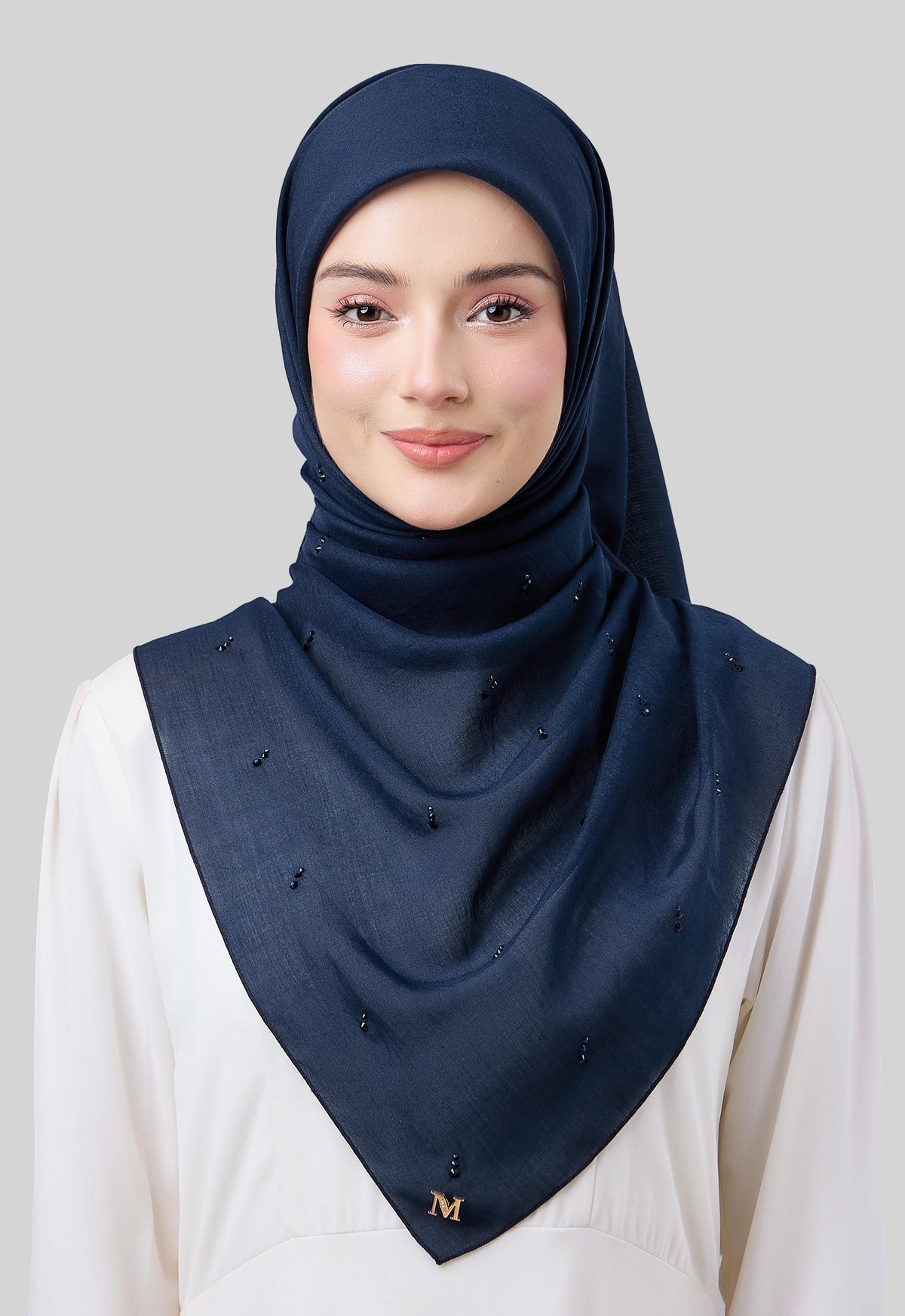 MINAZ HIJAB | EYEDROP PLAIN STONE - DARK BLUE