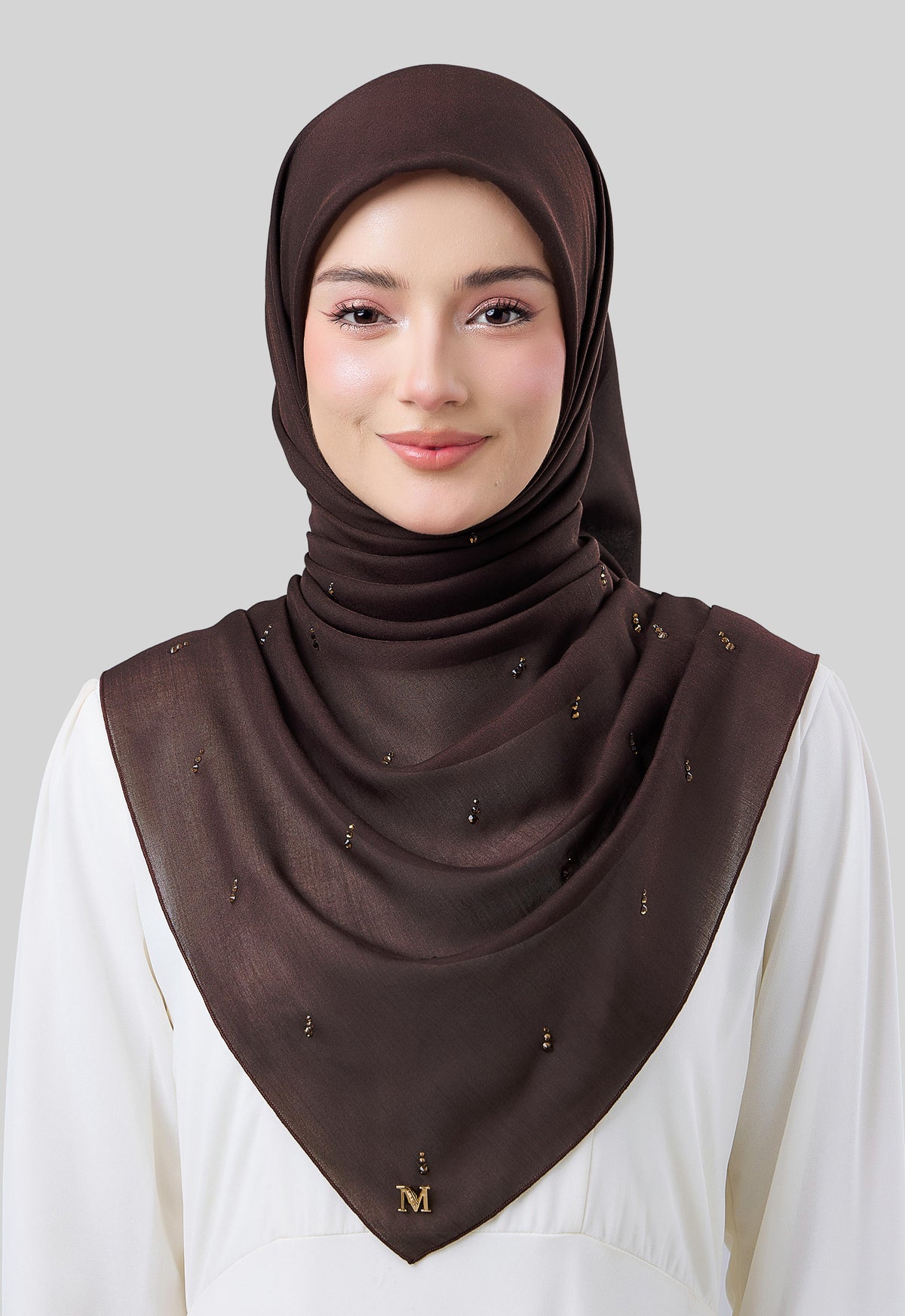 MINAZ HIJAB | EYEDROP PLAIN STONE - DARK BROWN