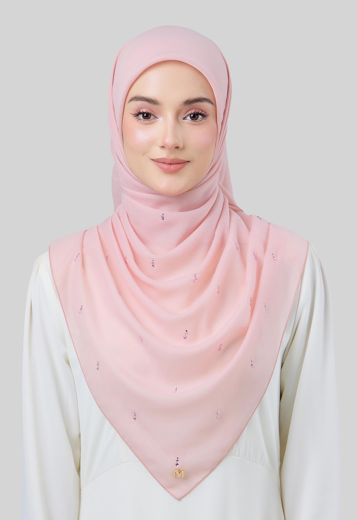 MINAZ HIJAB | EYEDROP PLAIN STONE - LIGHT PINK
