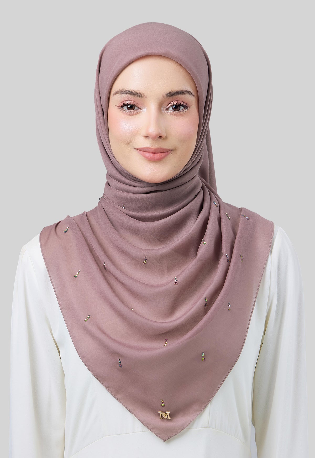 MINAZ HIJAB | EYEDROP PLAIN STONE - MOCHA