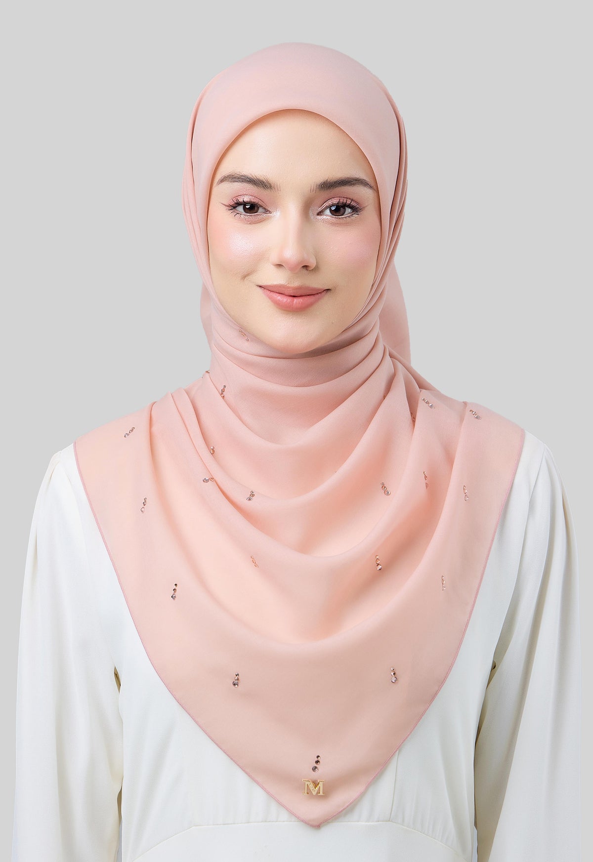 MINAZ HIJAB | EYEDROP PLAIN STONE - PEACH