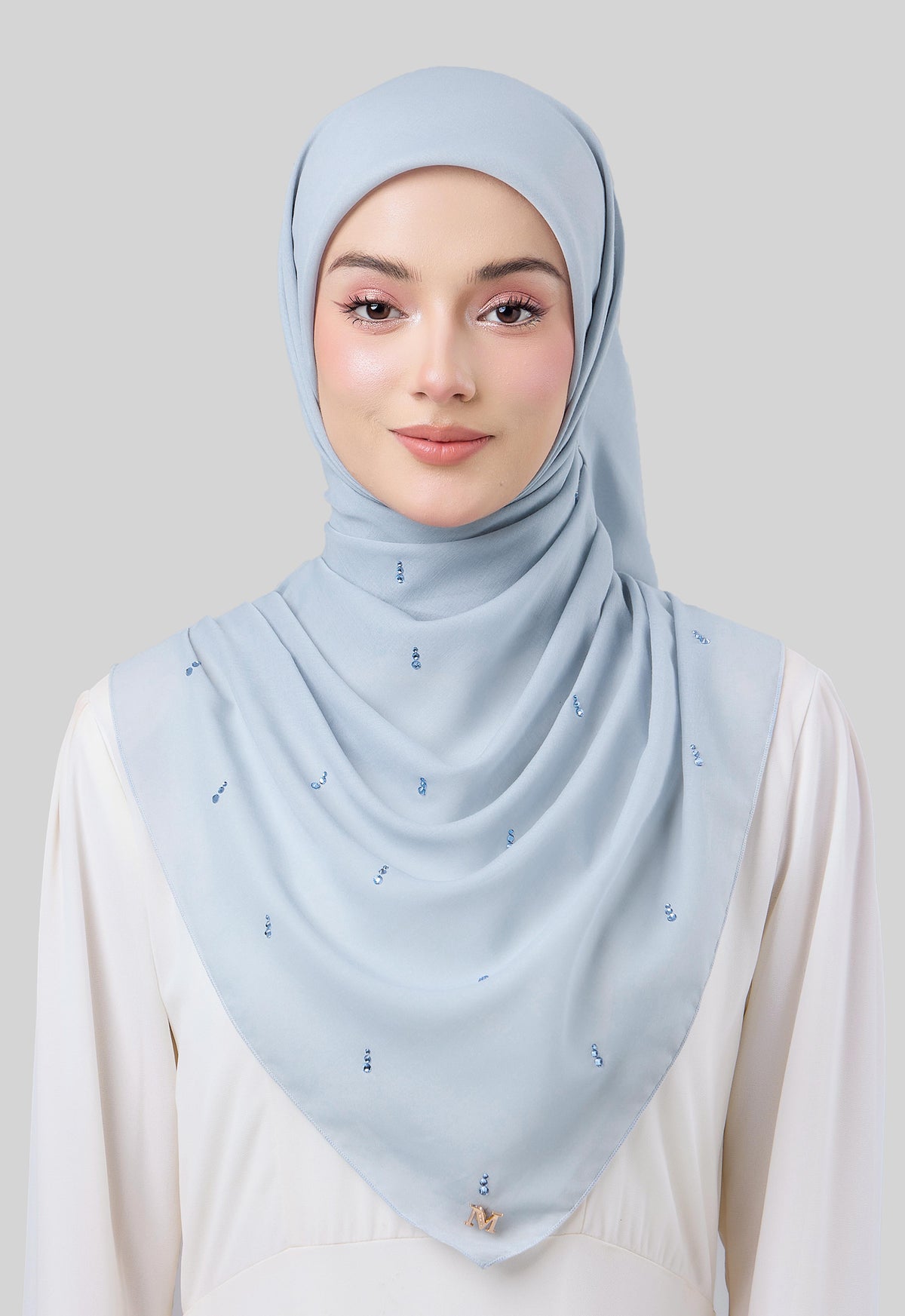 MINAZ HIJAB | EYEDROP PLAIN STONE - POWDER BLUE