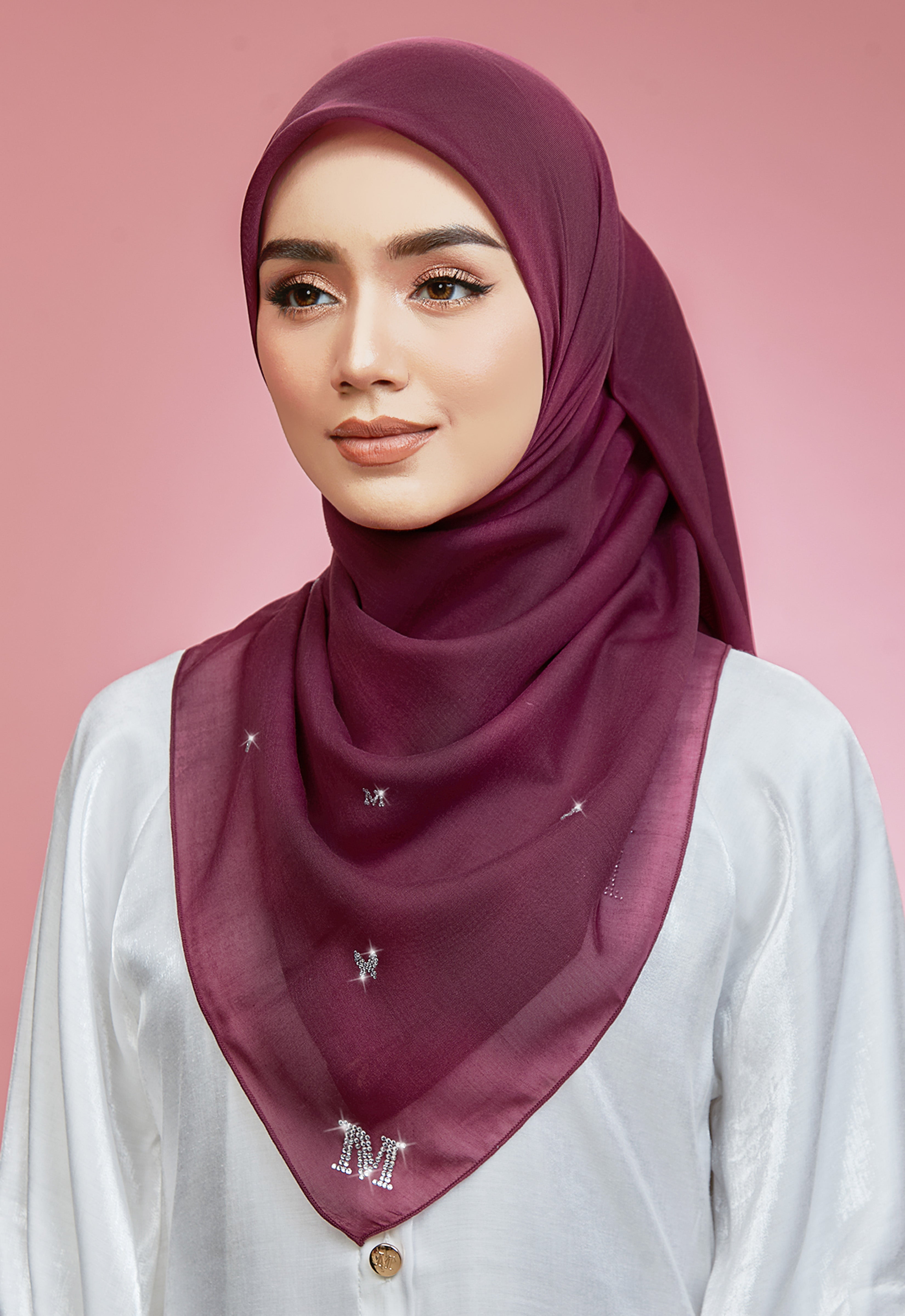 PLAIN BUTTERFLY STONE BAWAL - BURGUNDY