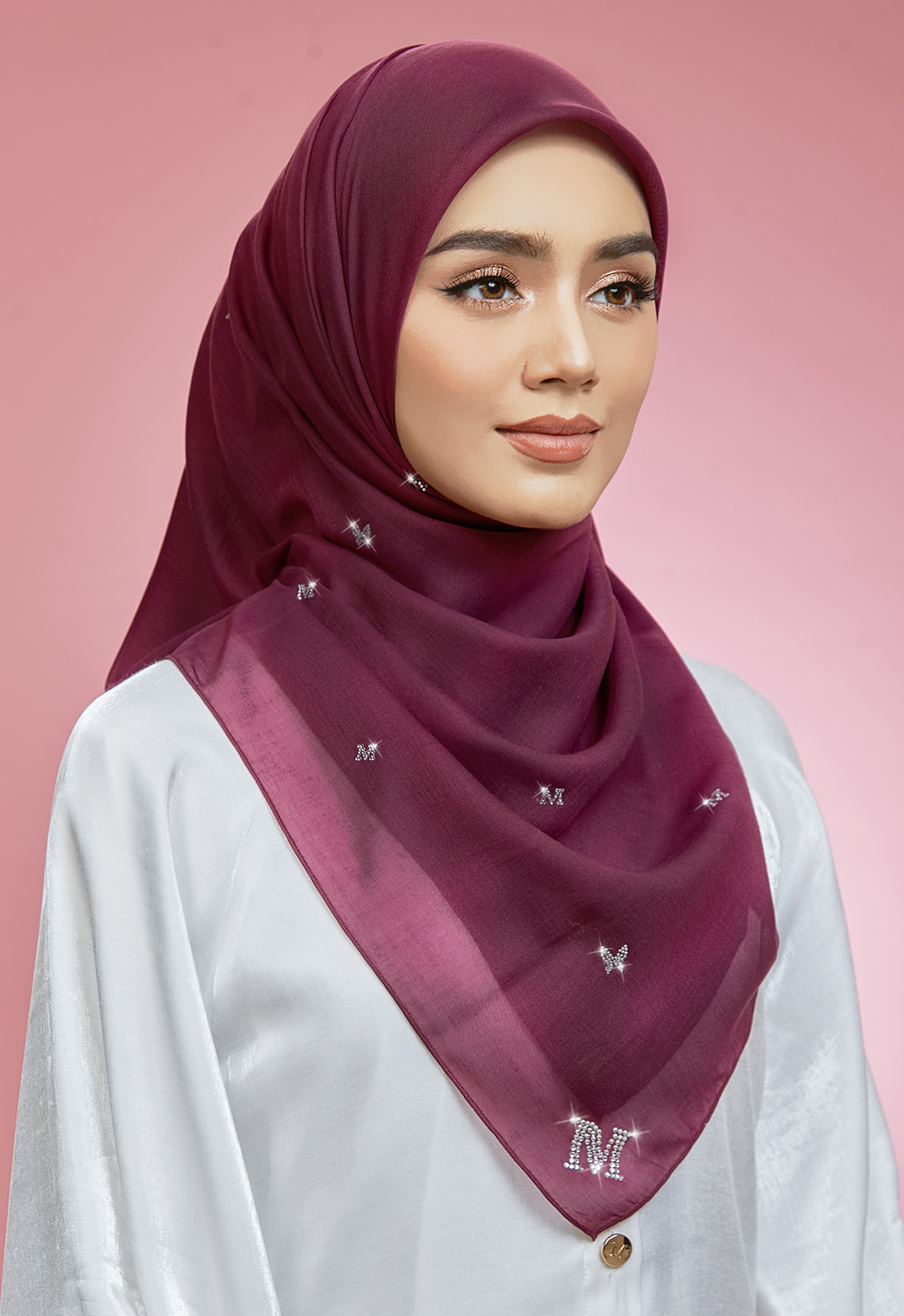 PLAIN BUTTERFLY STONE BAWAL - BURGUNDY