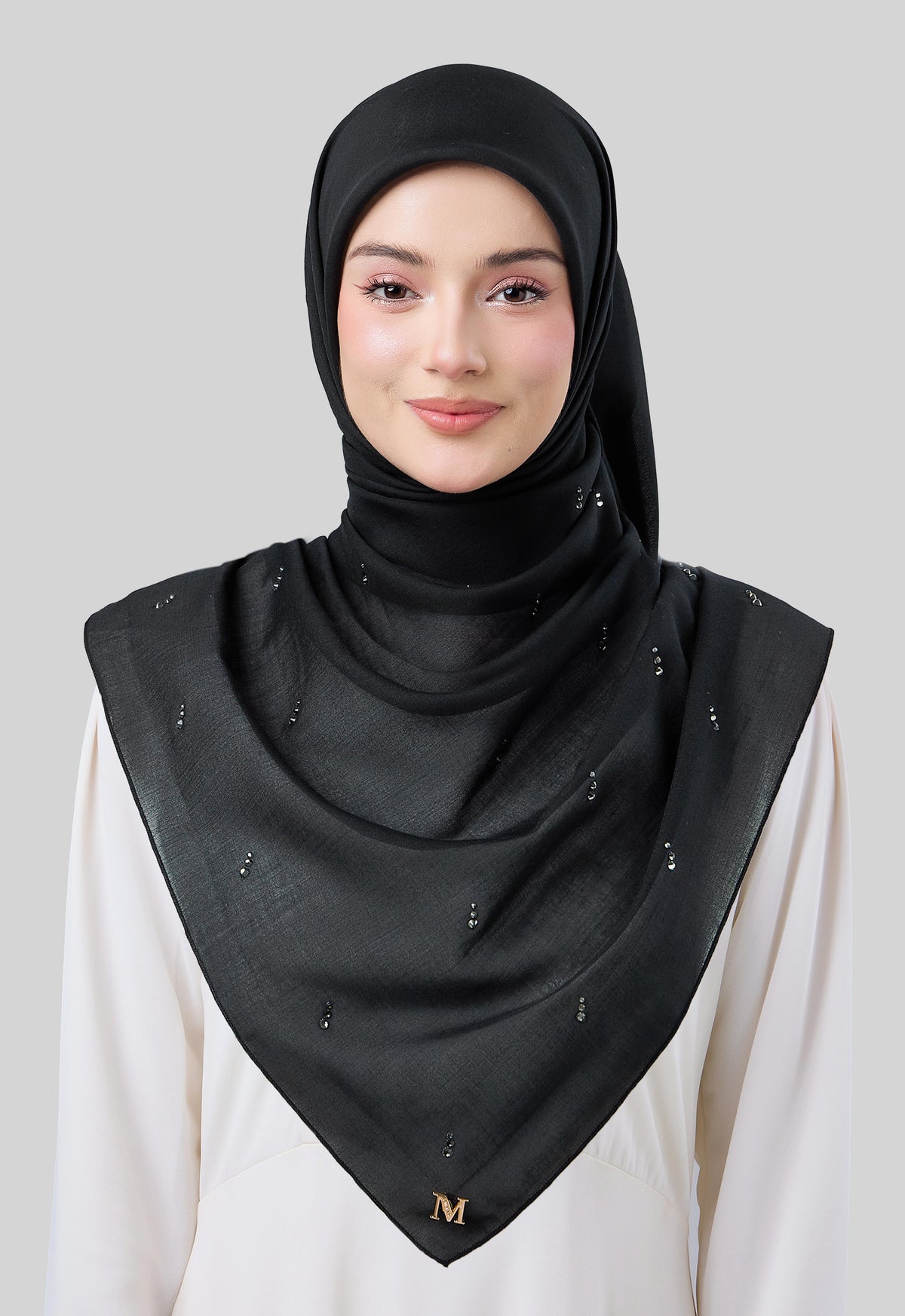 MINAZ HIJAB | EYEDROP PLAIN STONE - BLACK