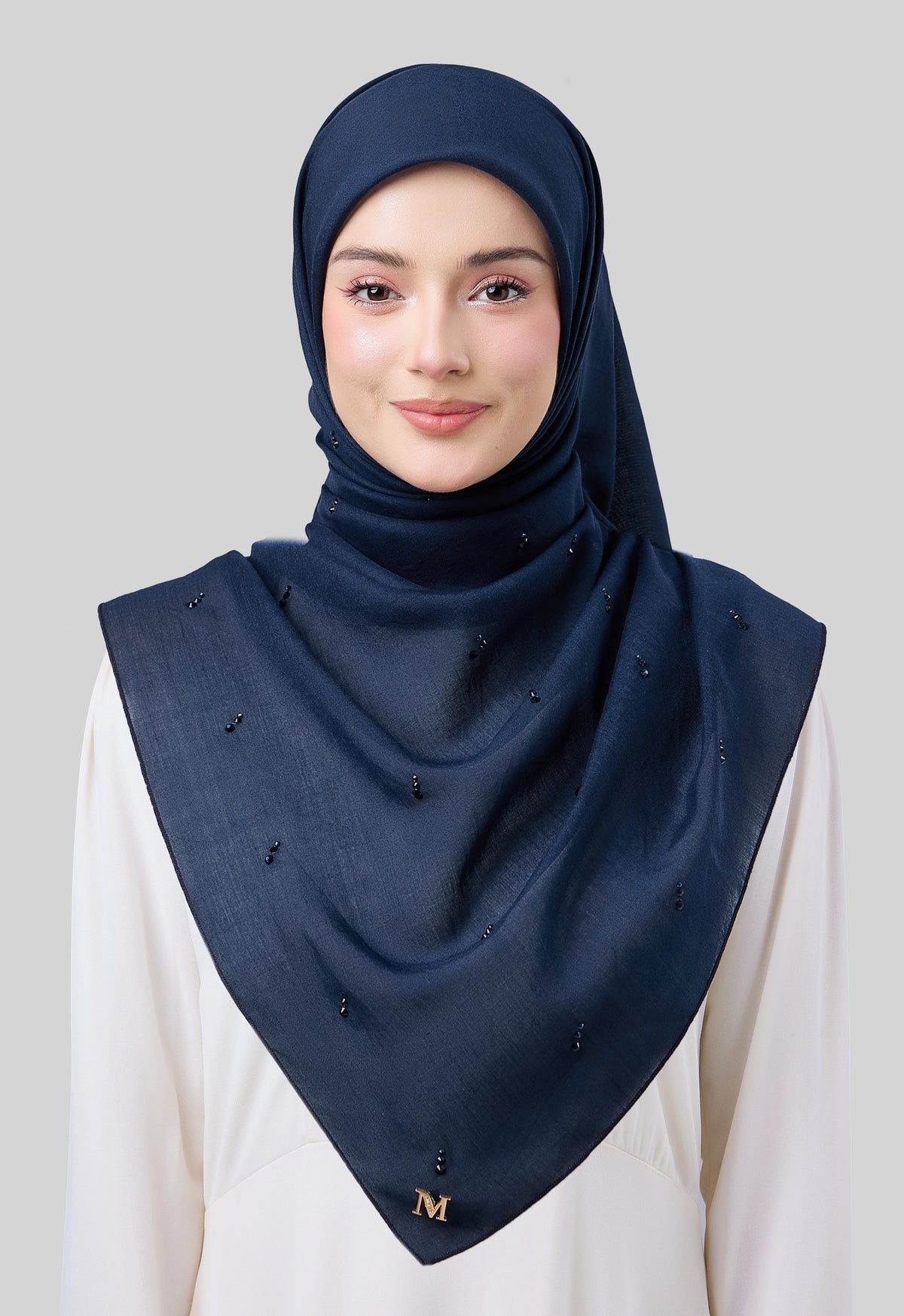 MINAZ HIJAB | EYEDROP PLAIN STONE - DARK BLUE