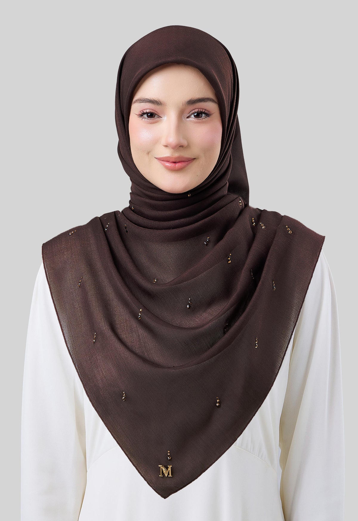 MINAZ HIJAB | EYEDROP PLAIN STONE - DARK BROWN