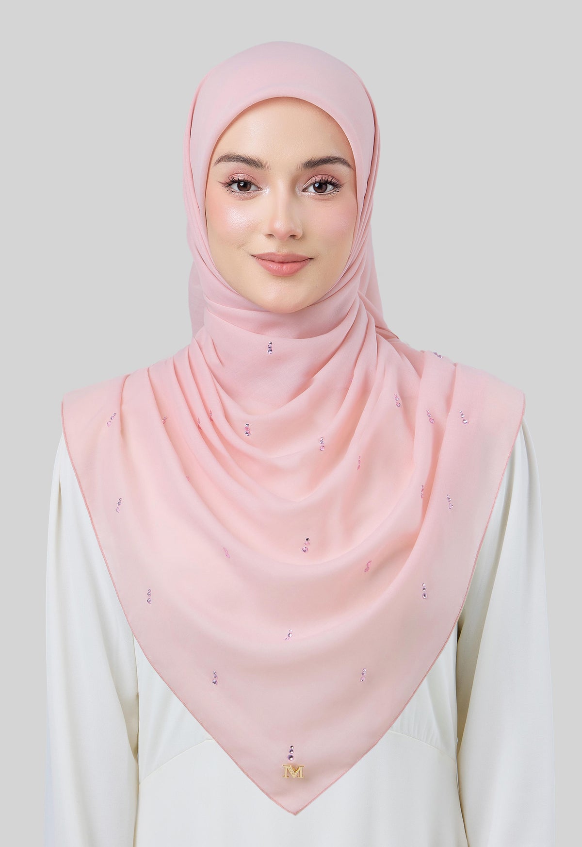 MINAZ HIJAB | EYEDROP PLAIN STONE - LIGHT PINK