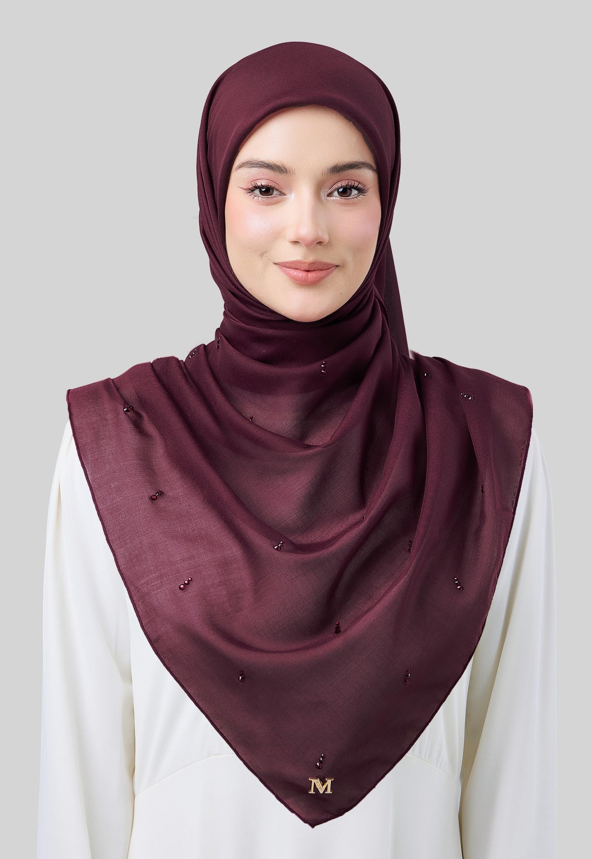 MINAZ HIJAB | EYEDROP PLAIN STONE - MAROON