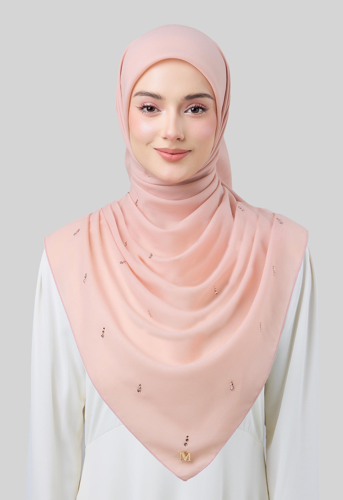 MINAZ HIJAB | EYEDROP PLAIN STONE - PEACH