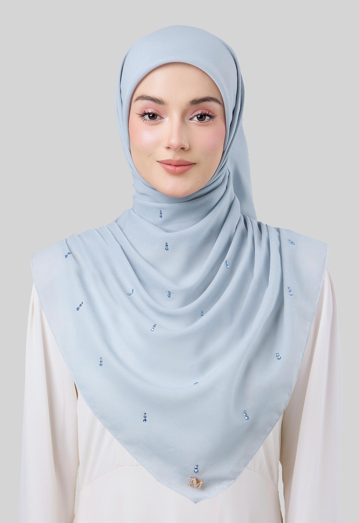 MINAZ HIJAB | EYEDROP PLAIN STONE - POWDER BLUE