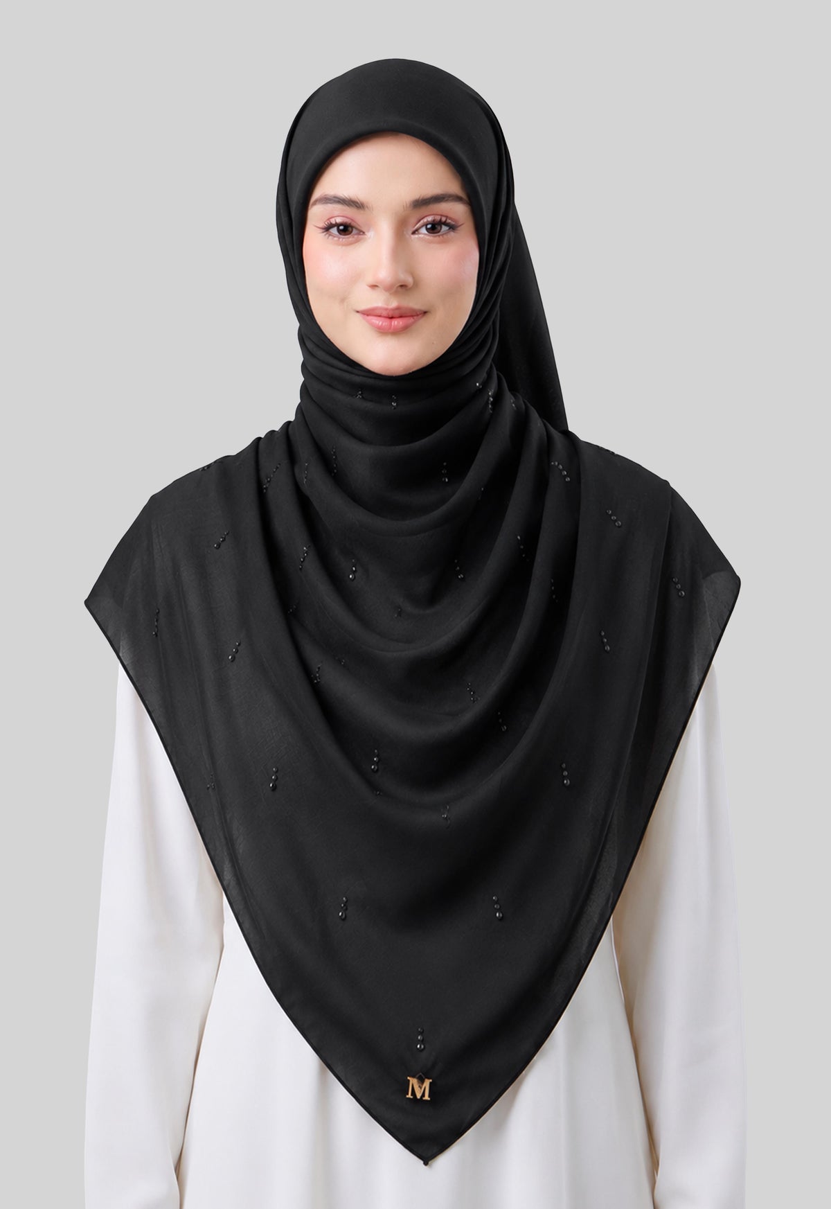 MINAZ HIJAB | EYEDROP PLAIN STONE - BLACK