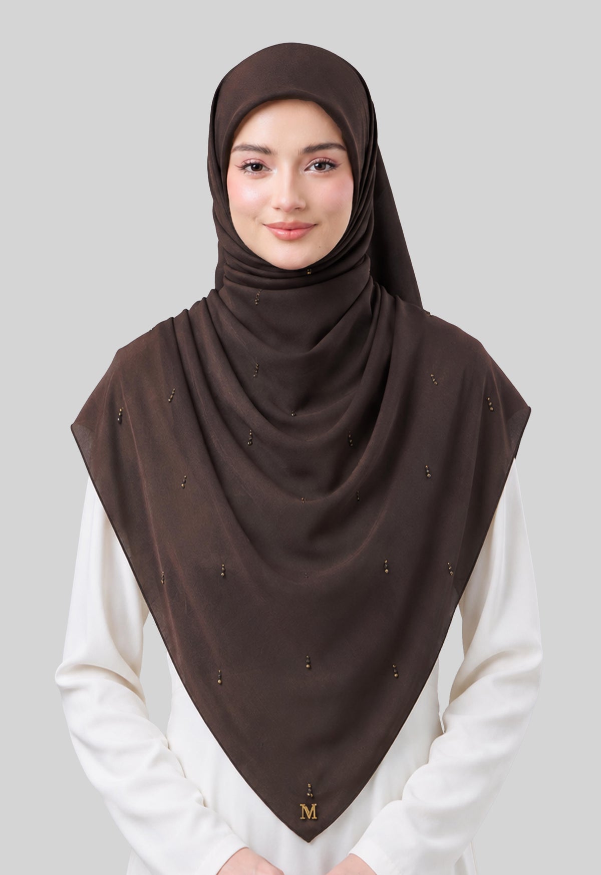 MINAZ HIJAB | EYEDROP PLAIN STONE - DARK BROWN