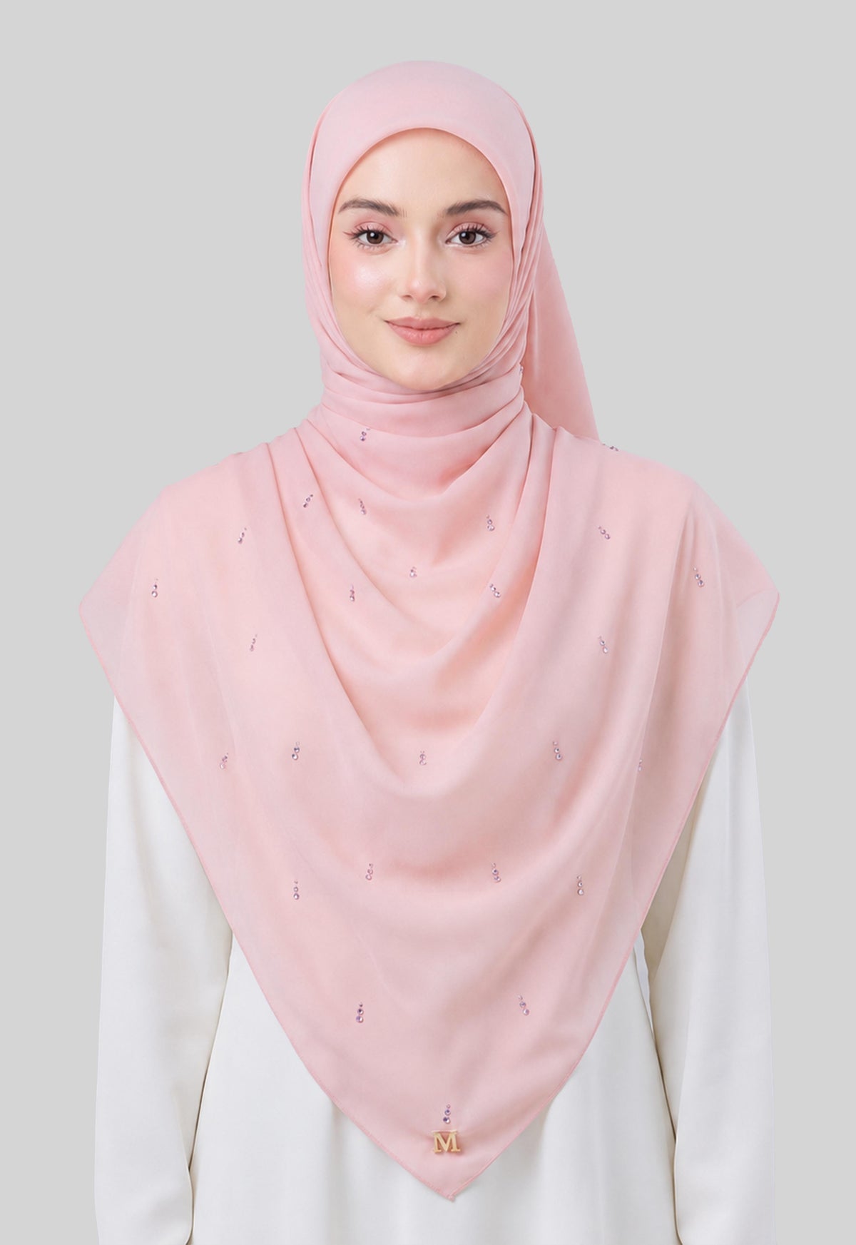 MINAZ HIJAB | EYEDROP PLAIN STONE - LIGHT PINK
