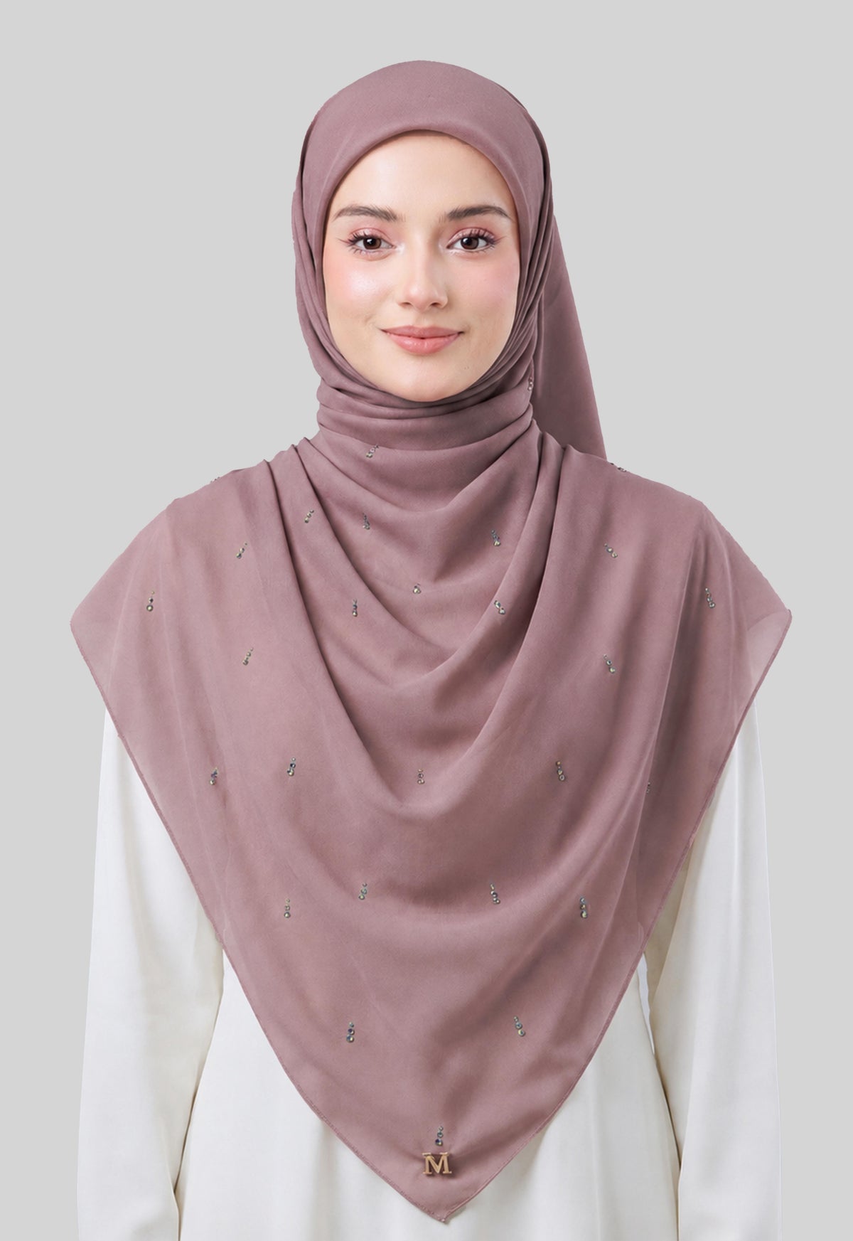 MINAZ HIJAB | EYEDROP PLAIN STONE - MOCHA