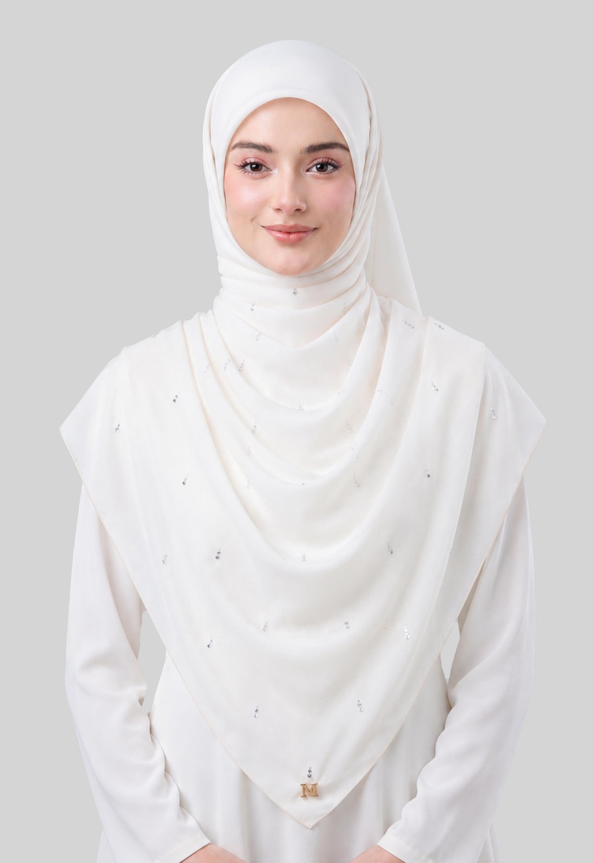MINAZ HIJAB| EYEDROP PLAIN STONE - OFF WHITE