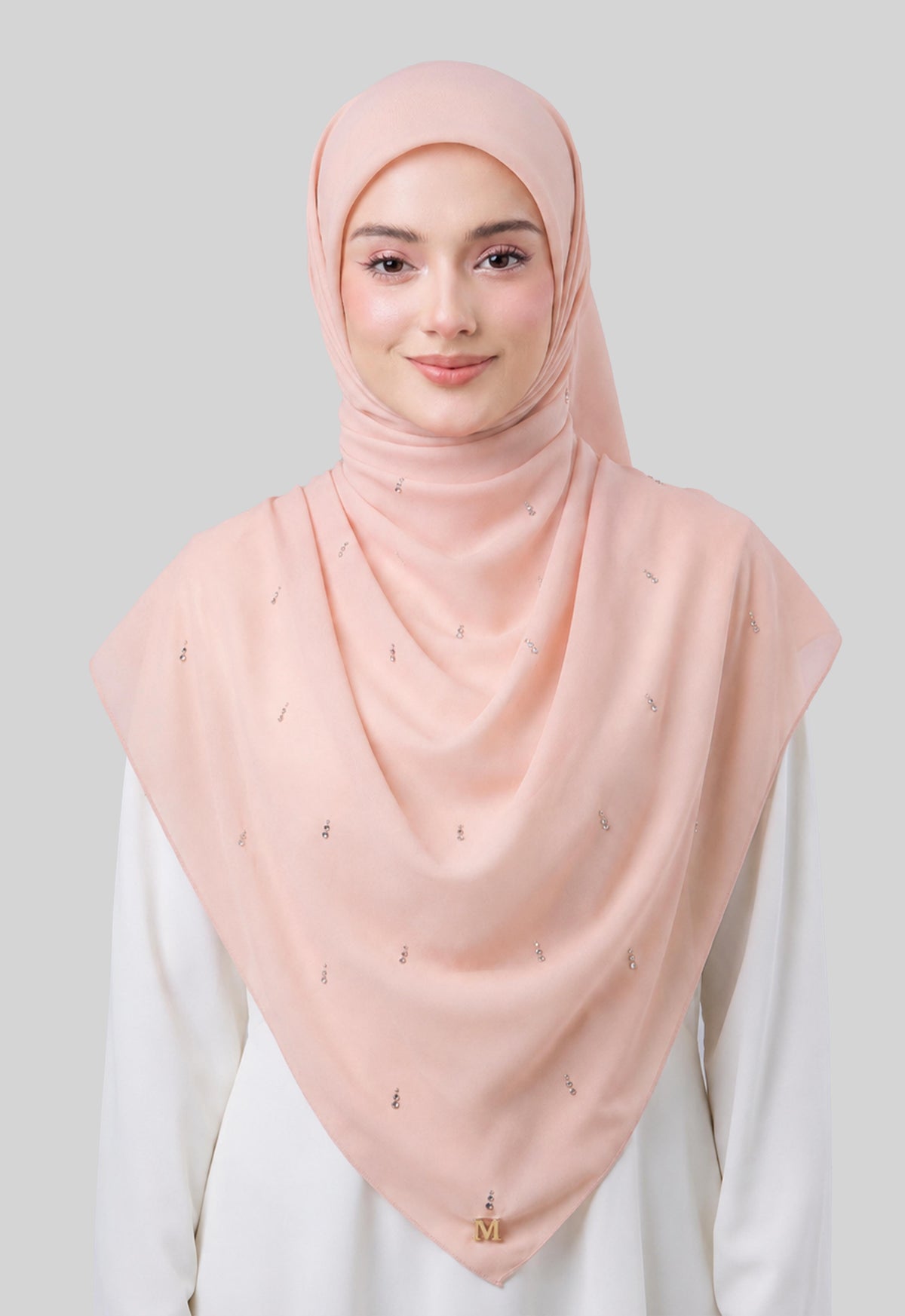 MINAZ HIJAB | EYEDROP PLAIN STONE - PEACH