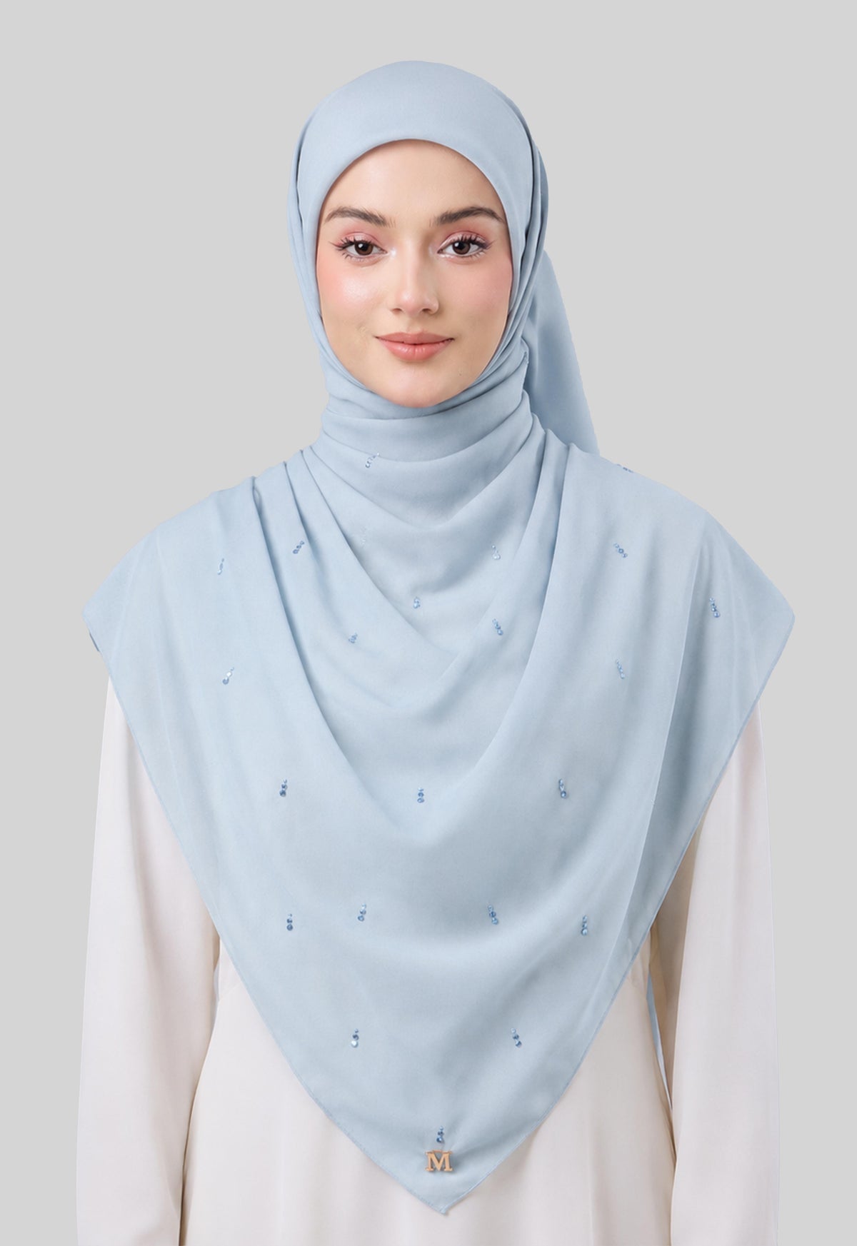 MINAZ HIJAB | EYEDROP PLAIN STONE - POWDER BLUE