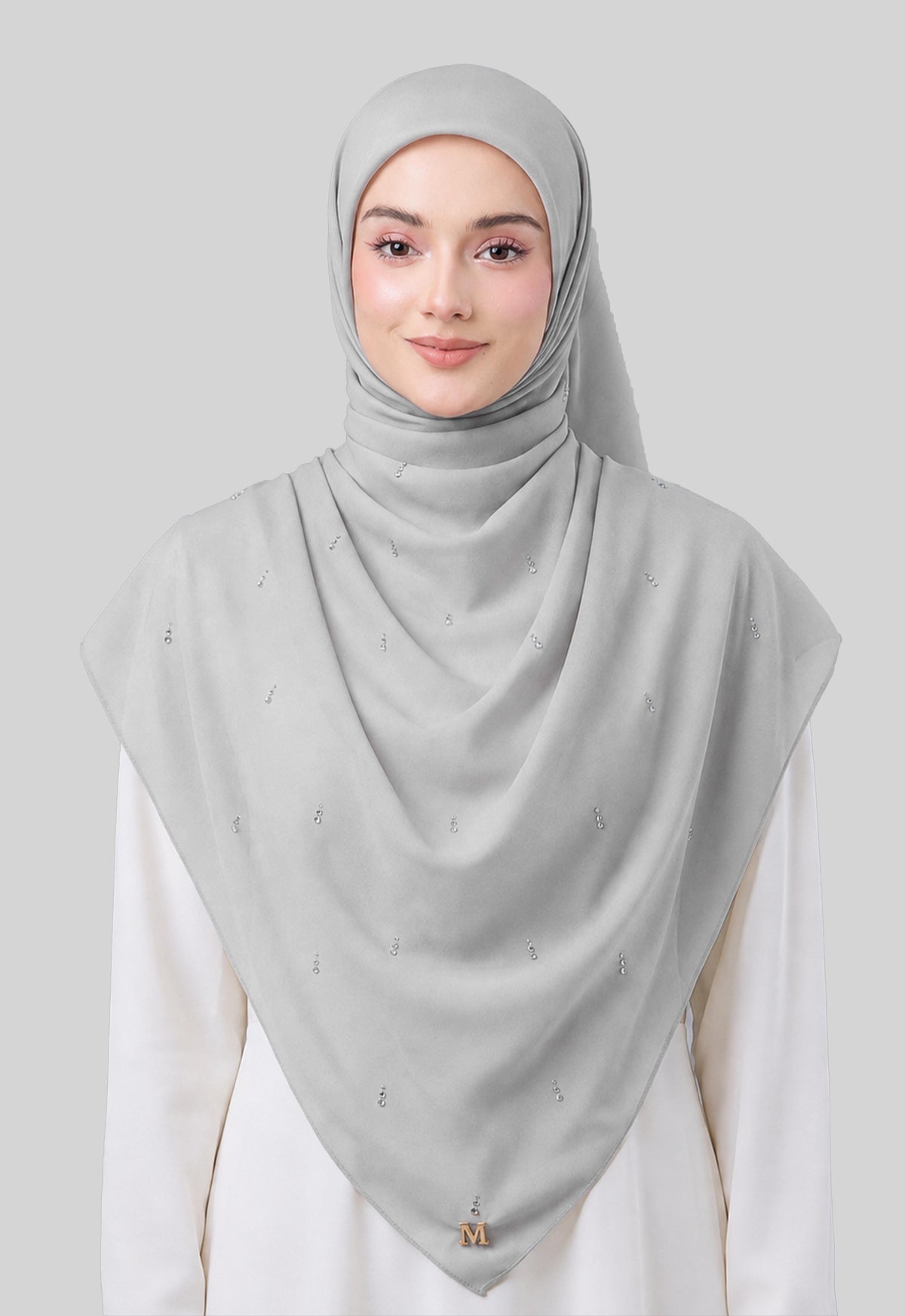 MINAZ HIJAB | EYEDROP PLAIN STONE - SILVER