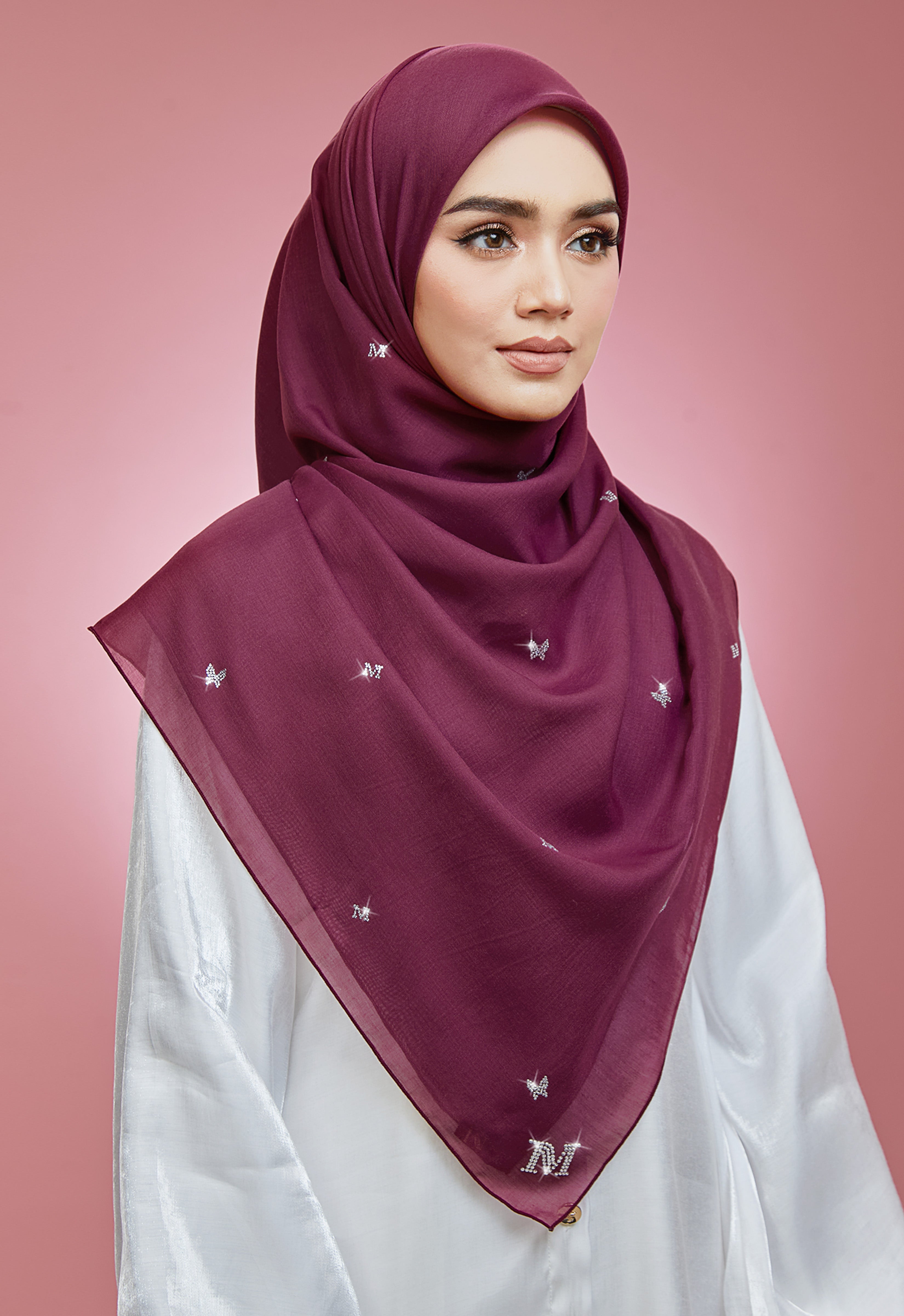 PLAIN BUTTERFLY STONE BAWAL - BURGUNDY