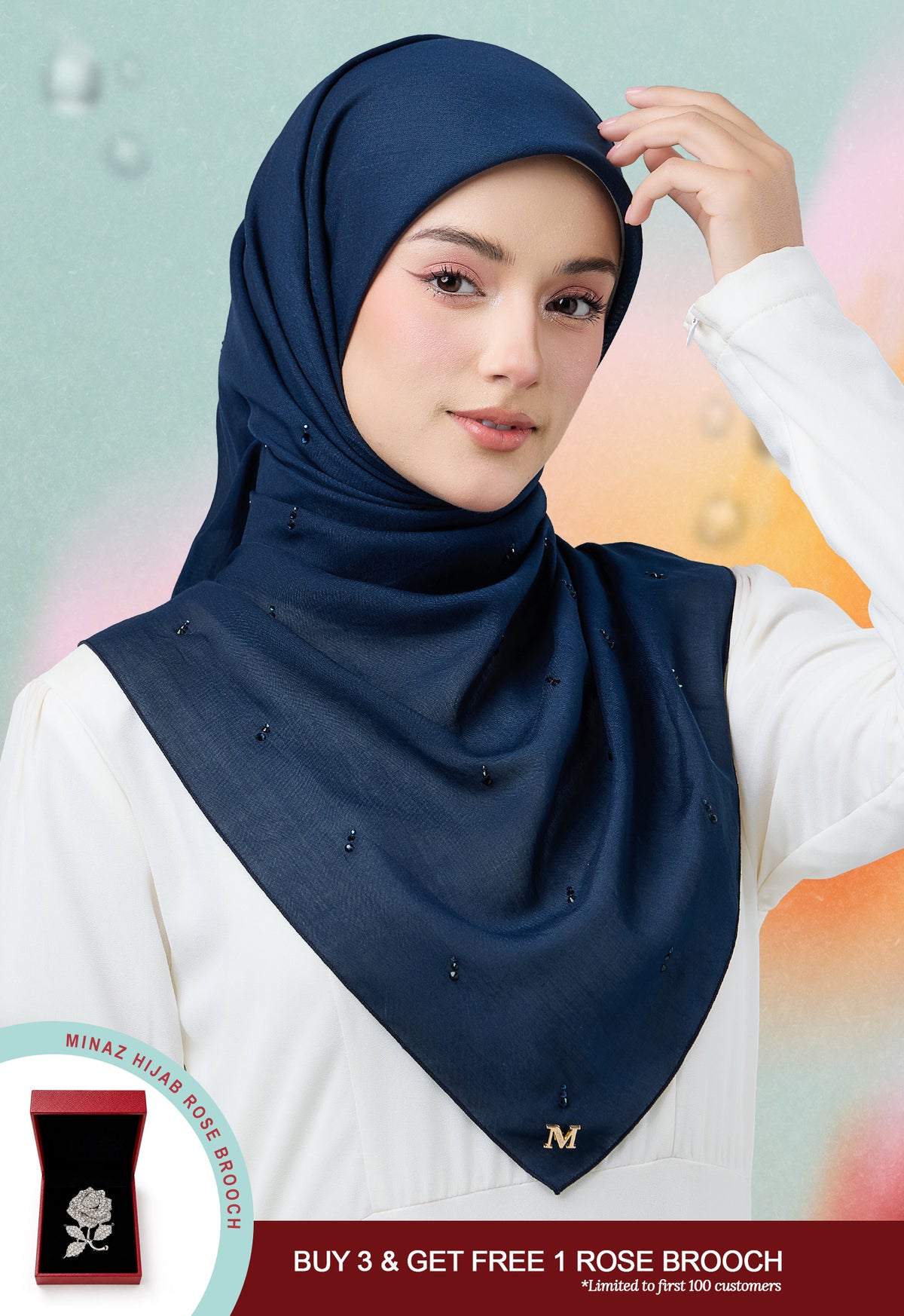 MINAZ HIJAB | EYEDROP PLAIN STONE - DARK BLUE