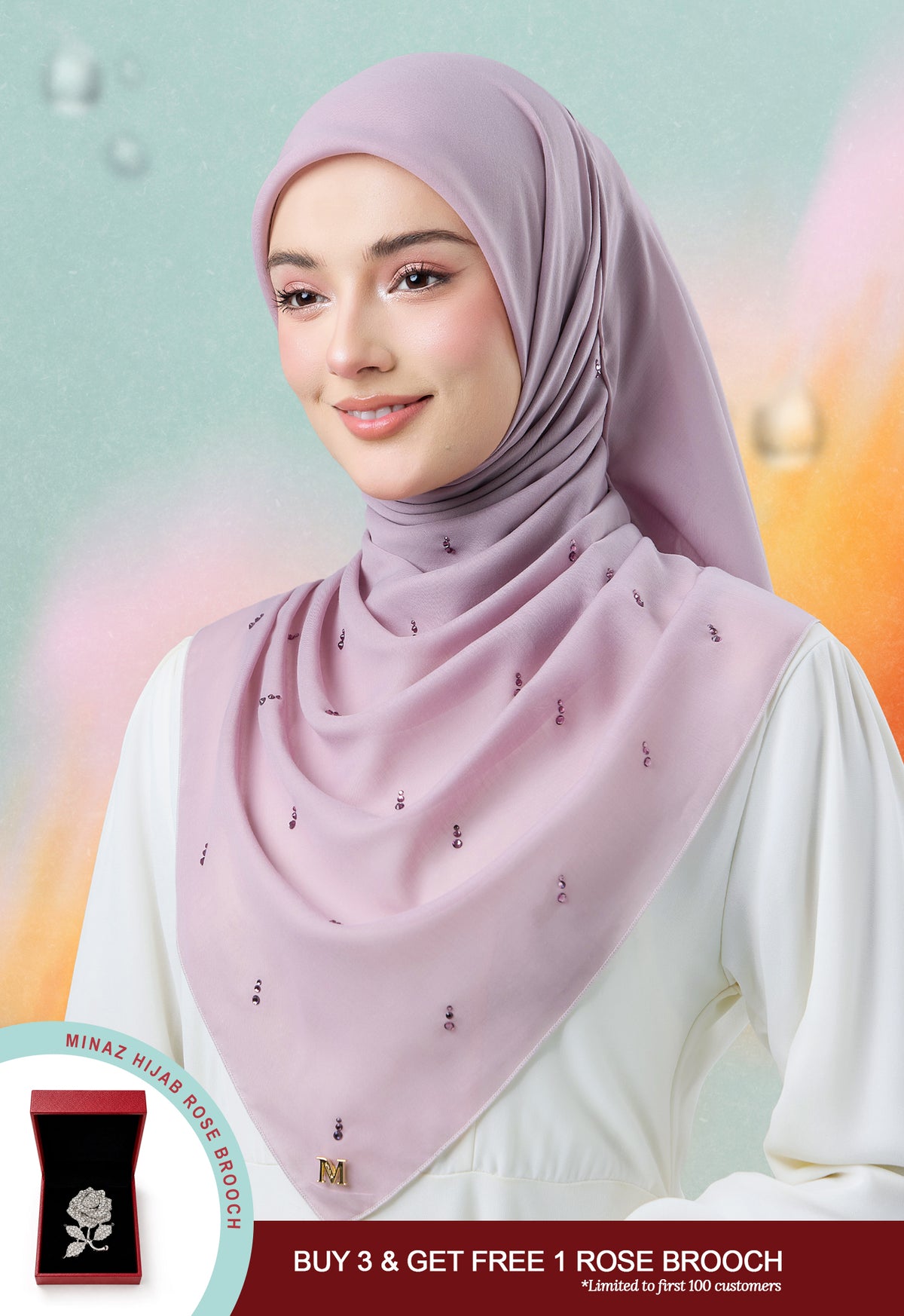 MINAZ HIJAB | EYEDROP PLAIN STONE - DUSTY PURPLE