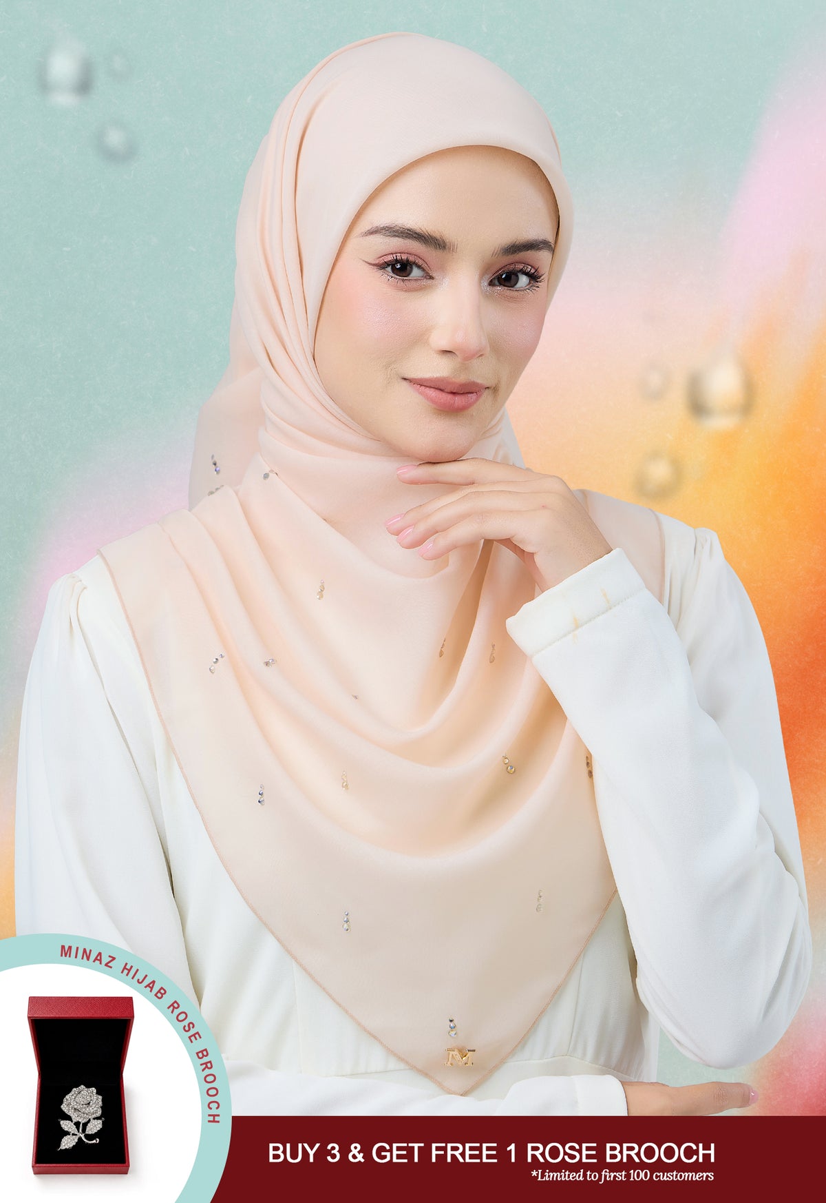 MINAZ HIJAB | EYEDROP PLAIN STONE - NUDE