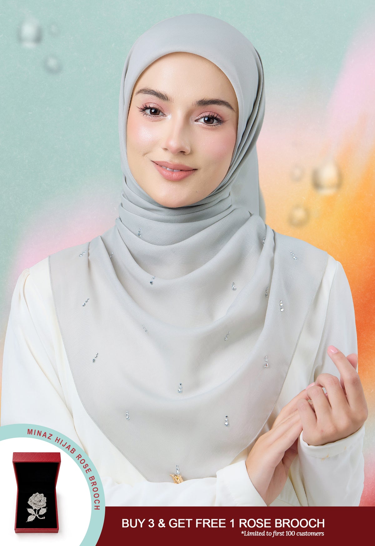 MINAZ HIJAB | EYEDROP PLAIN STONE - SILVER