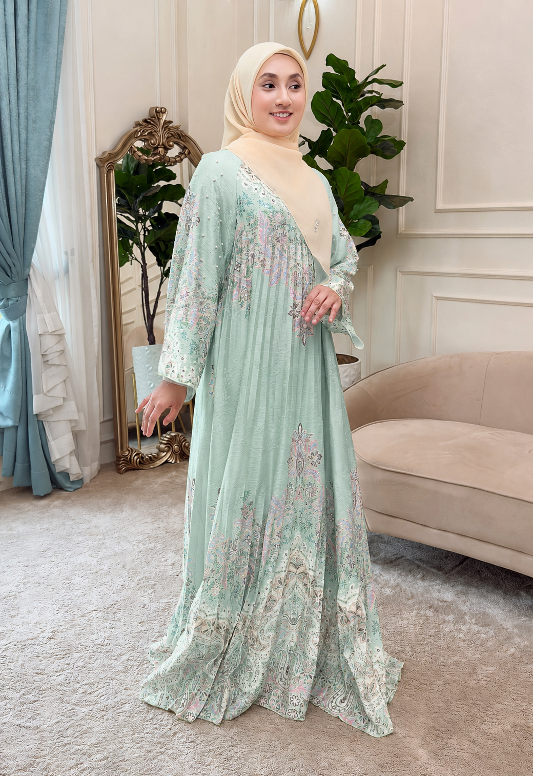 CAMILA JALABIYA PLEATED PRINTED - TIFFANY
