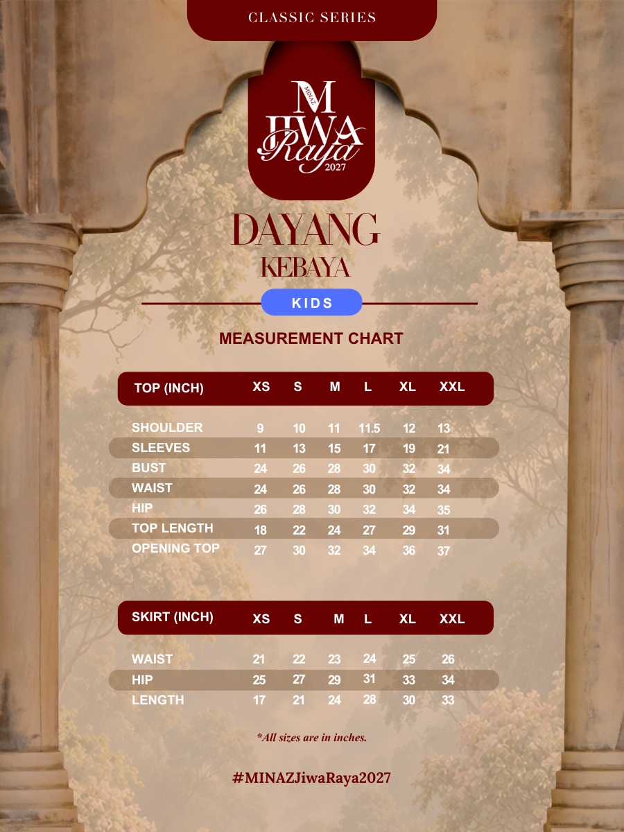 CLASSIC SERIES | DAYANG KEBAYA KIDS - OLIVE CHERRY