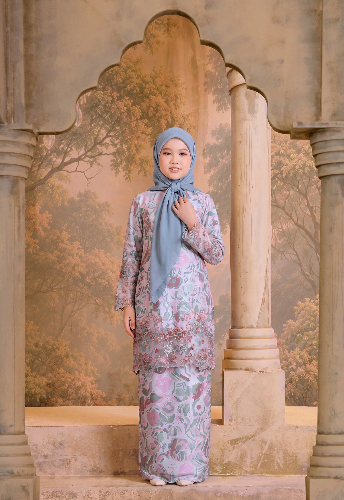 DEWI SERIES | DEWI ANGGUN KURUNG MODERN KIDS - CORAL BLUE