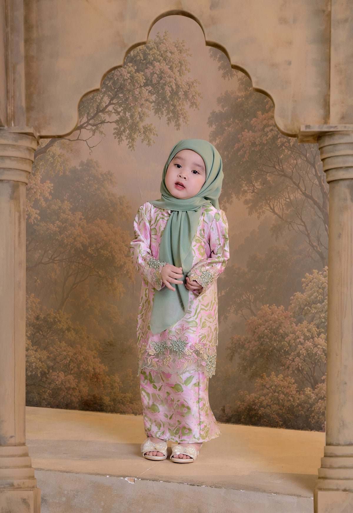 DEWI SERIES | DEWI ANGGUN KURUNG MODERN KIDS - TROPICAL GREEN