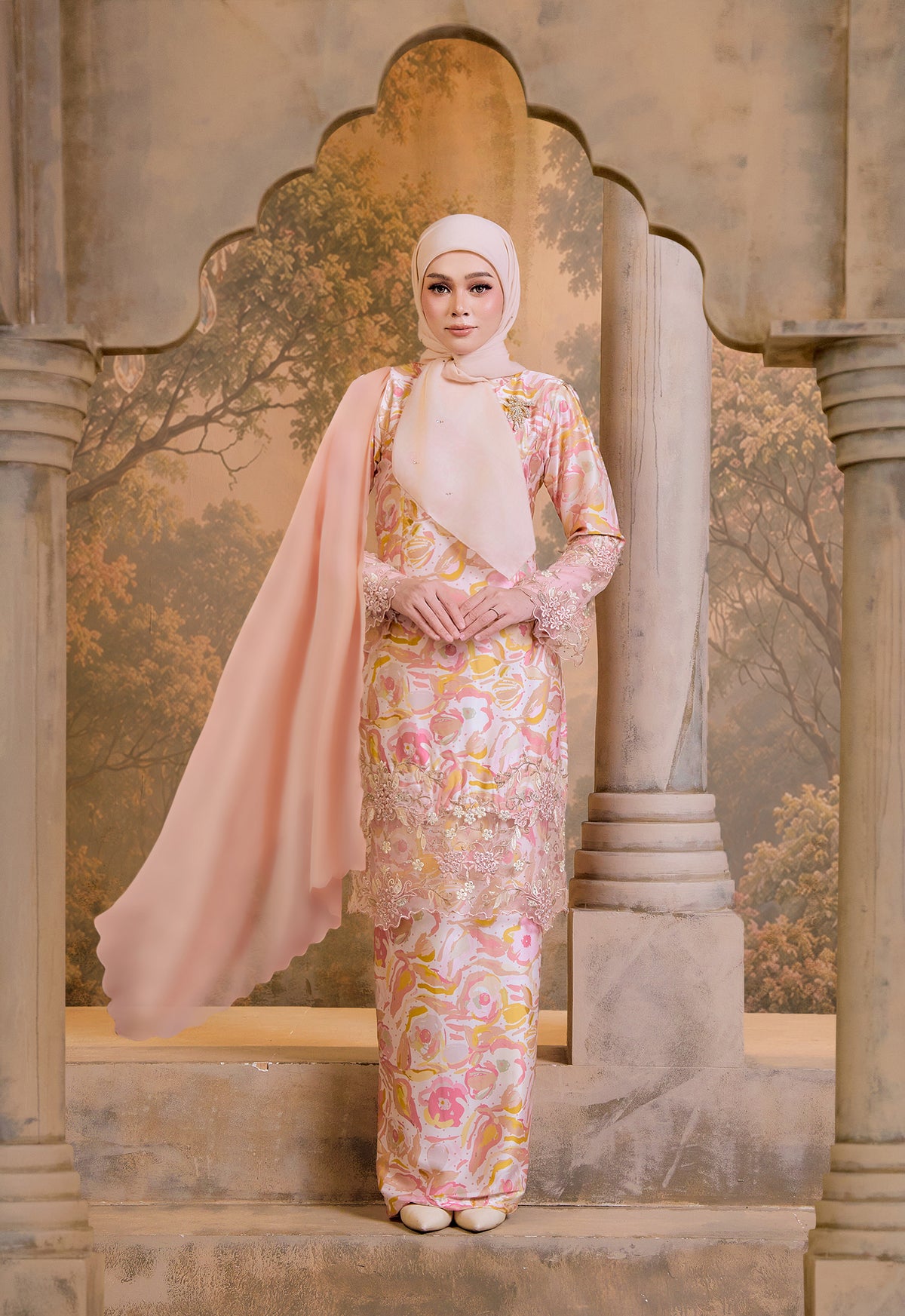 DEWI SERIES | DEWI ANGGUN KURUNG MODERN - SUNSET ORANGE
